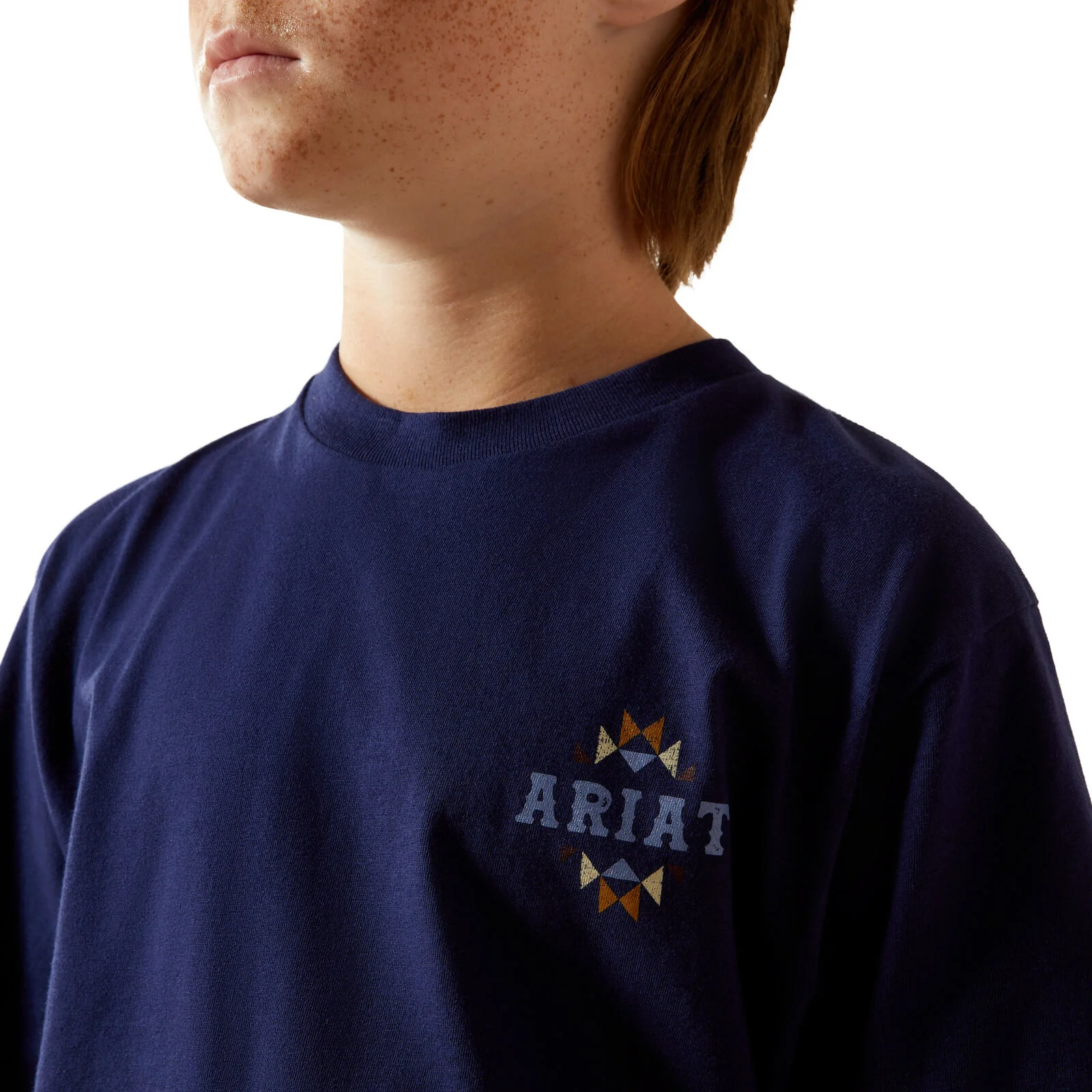 Ariat Boys Woven West S/S Tee (10062409) Blue - Image 2