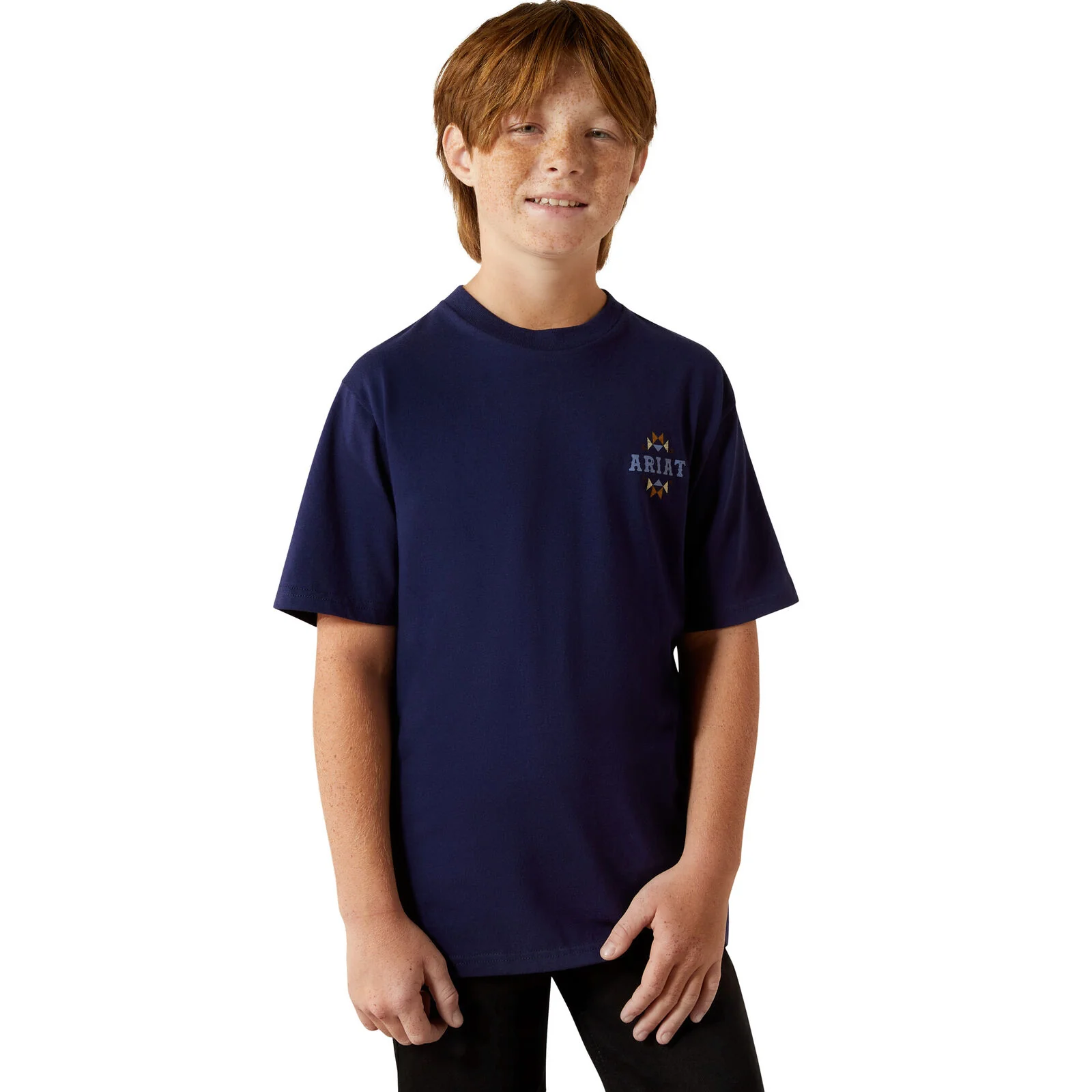 Ariat Boys Woven West S/S Tee (10062409) Blue - Image 4
