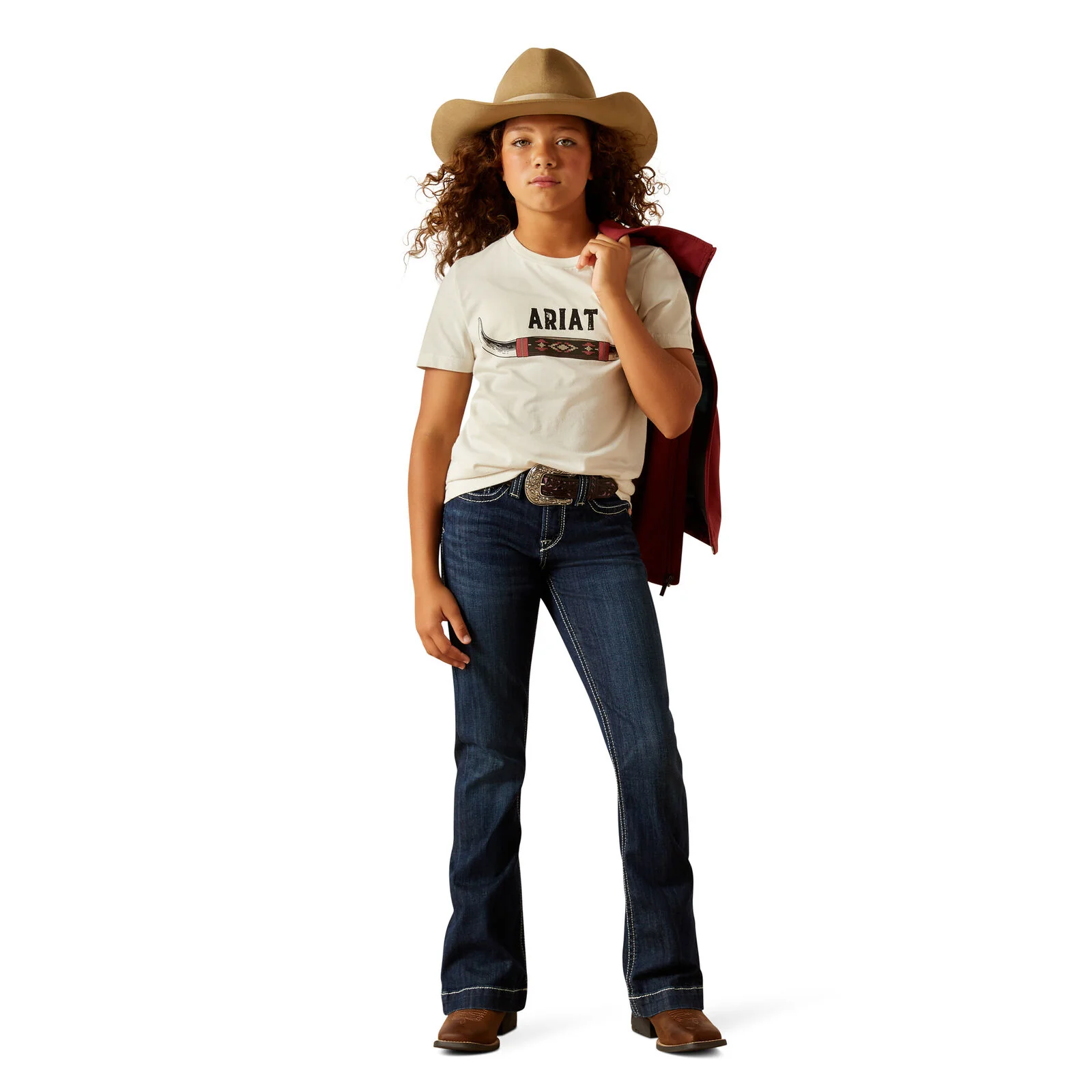 Ariat Girls Bull Horns S/S Tee (10062872) Natural - Image 4