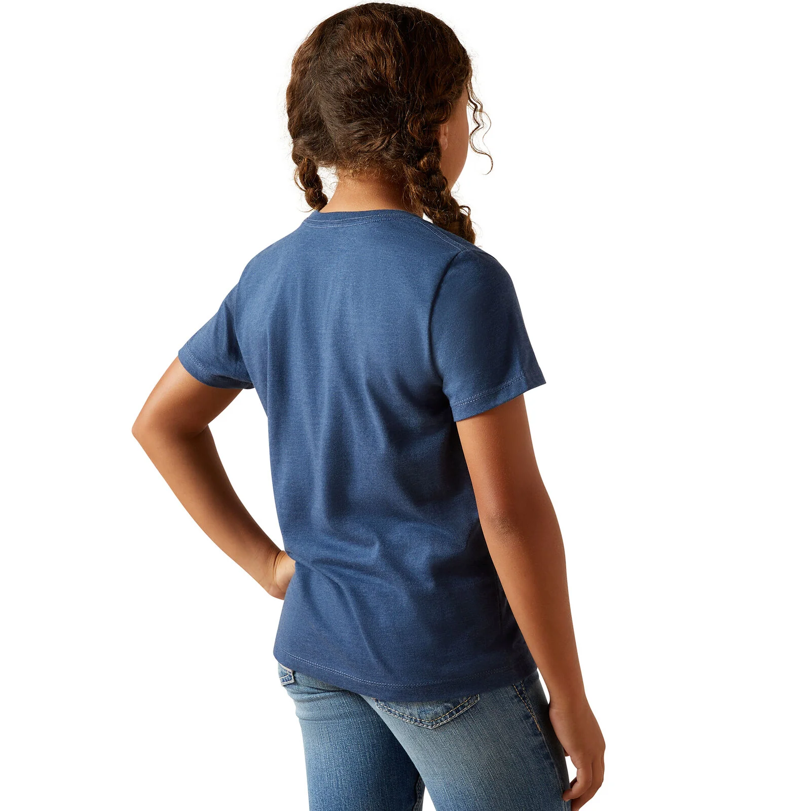 Ariat Girls Bull Night Sky S/S Tee (10062873) Navy Heather - Image 3