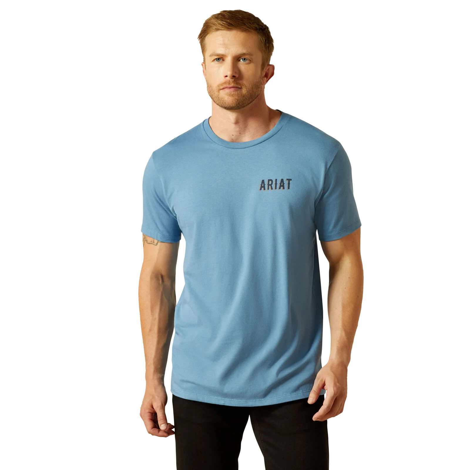 Ariat Mens Blazing Saddle S/S Tee (10062421) Coronet Blue - Image 4