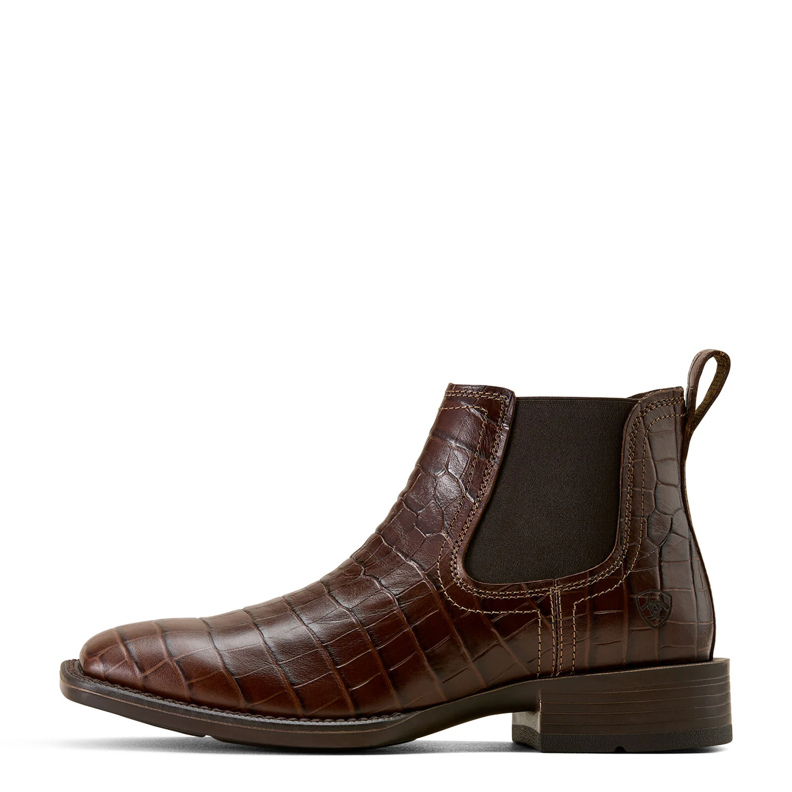 Ariat Mens Booker Chelsea Wide Square Toe Western Boots (10074162) Chocolate Croc Print - Image 2