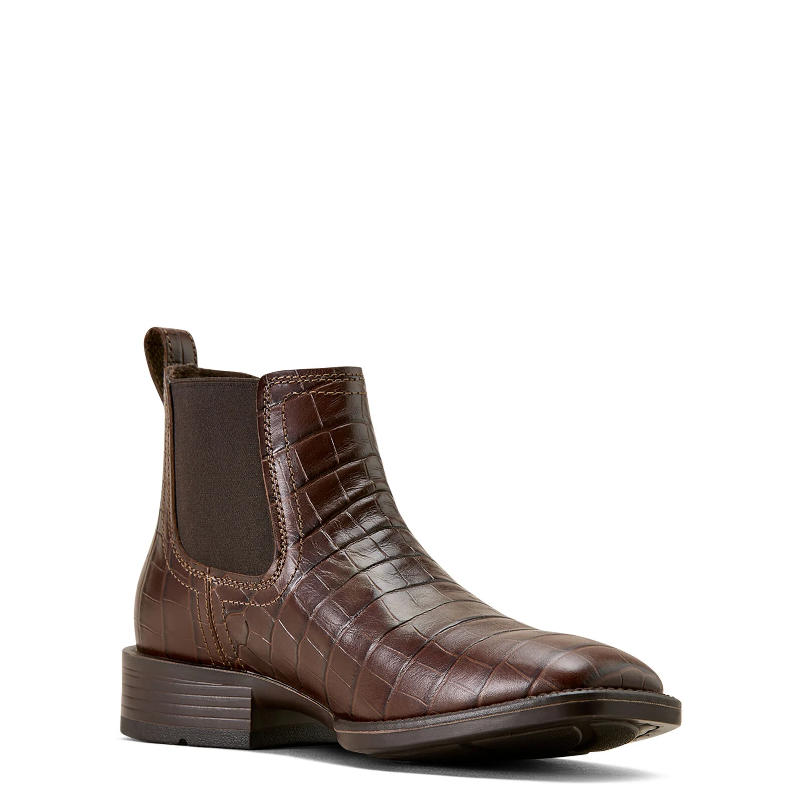 Ariat Mens Booker Chelsea Wide Square Toe Western Boots (10074162) Chocolate Croc Print - Image 6