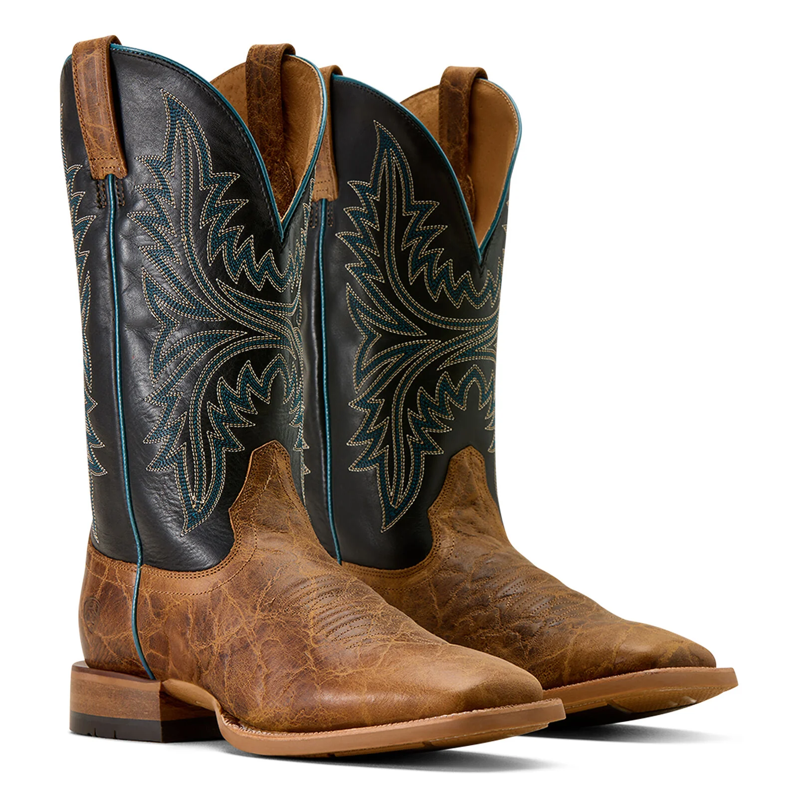Ariat Mens Cowhand Wide Square Toe Western Boots (10074153) Tan/True Black - Image 7