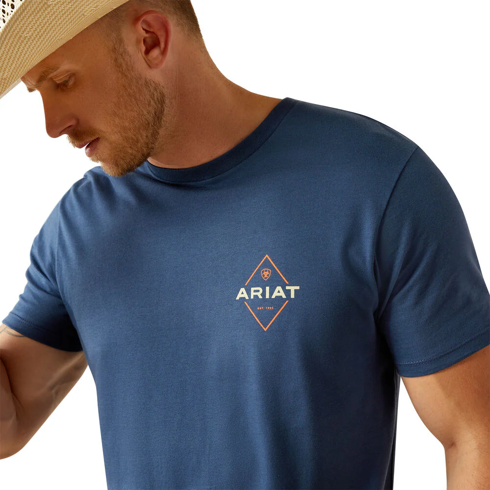 Ariat Mens Diamond Valley S/S Tee (10054769) Space Blue - Image 4