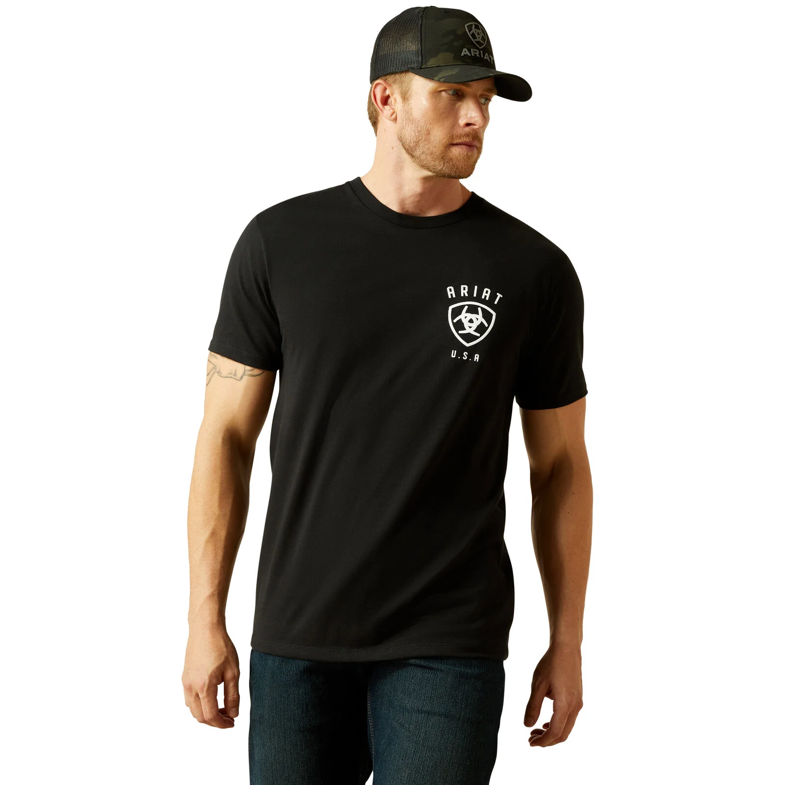 Ariat Mens Faded Bull S/S Tee (10062429) Black - Image 4
