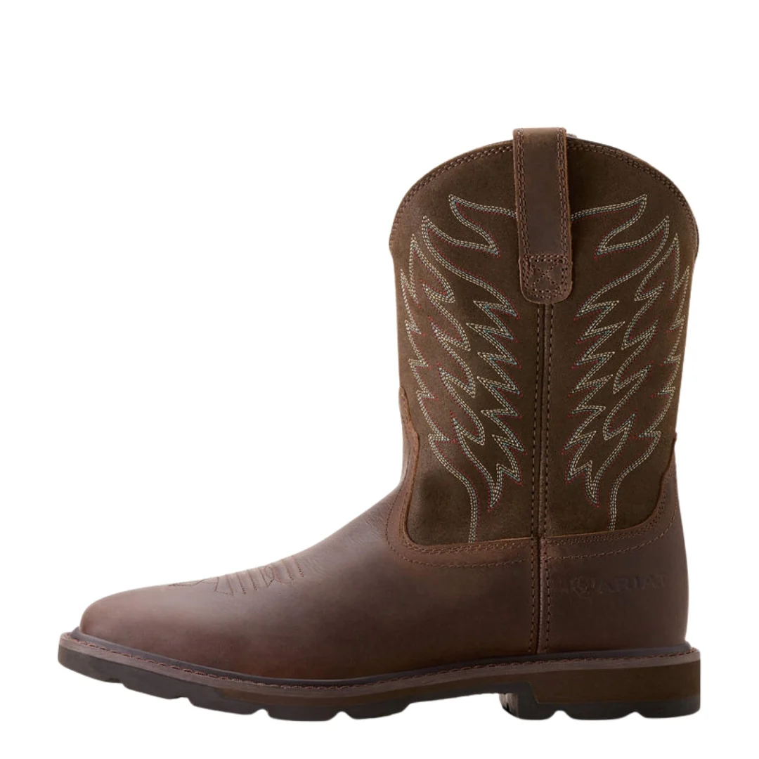 Ariat Work Range Mens Groundbreaker Wide Square Toe Western Boots (10020059) Brown - Image 2