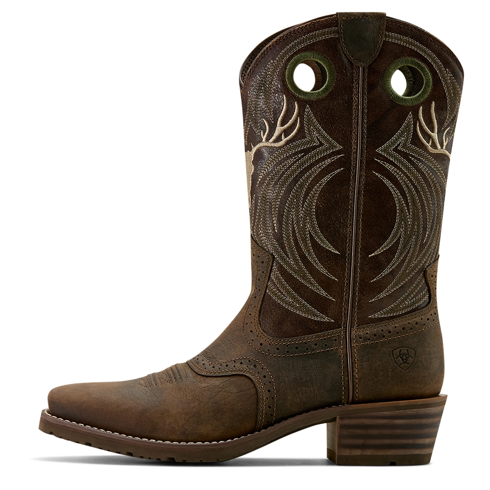 Ariat Mens Hybrid Roughstock Western Boots (10061156) Antlers Wild Taupe/Espresso - Image 2