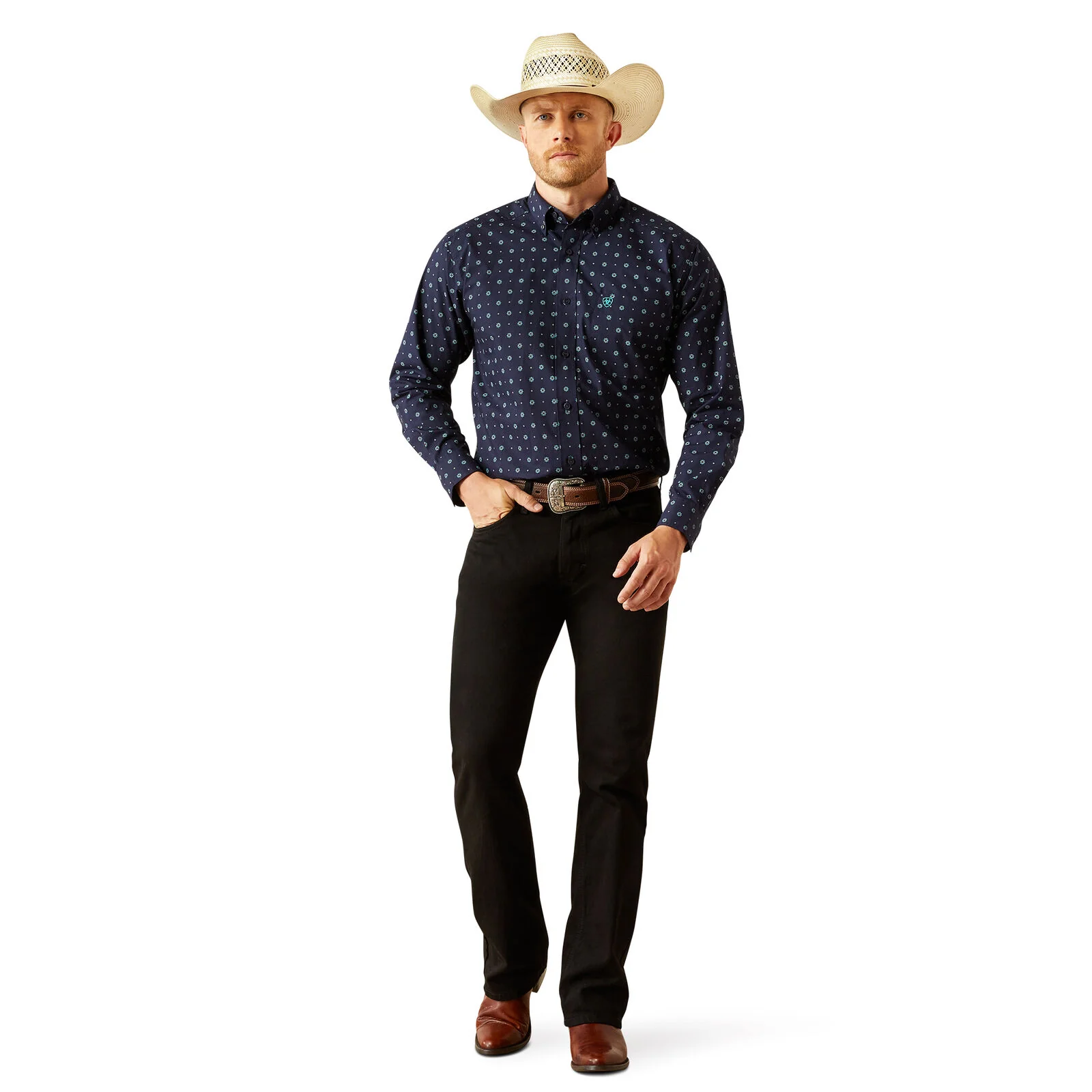 Ariat Mens Jacobi Classic Fit L/S Shirt (10054695) Navy - Image 5