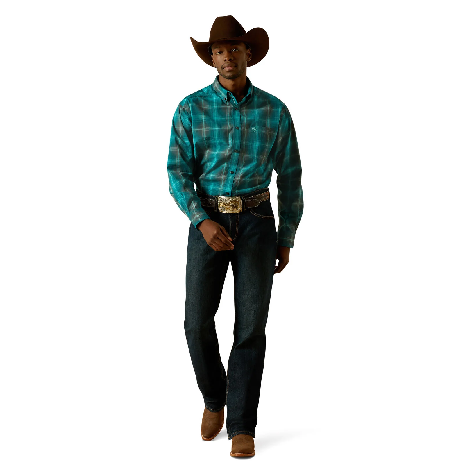 Ariat Mens Pro Series Bear L/S Shirt (10062177) Dark Teal - Image 3
