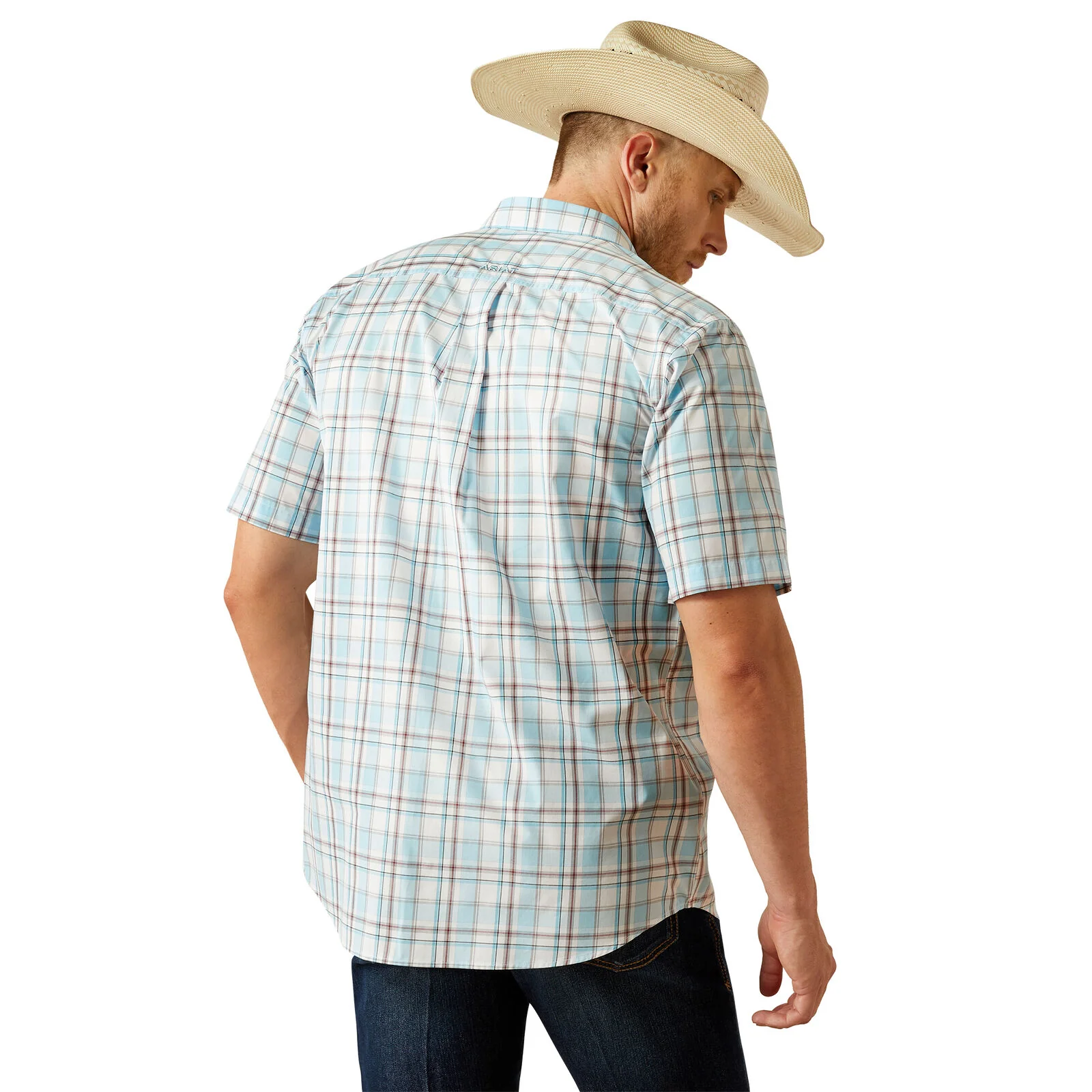Ariat Mens Pro Series Geoffrey Classic Fit S/S Shirt (10054686) Light Turquoise - Image 2
