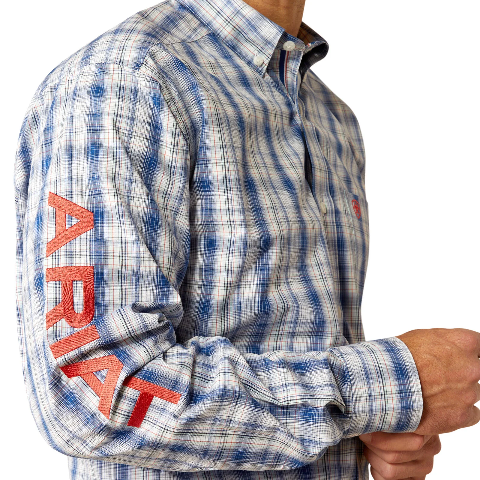 Ariat Mens Pro Series Ream Princeton Classic Fit L/S Shirt (10054734) Navy/Red - Image 3