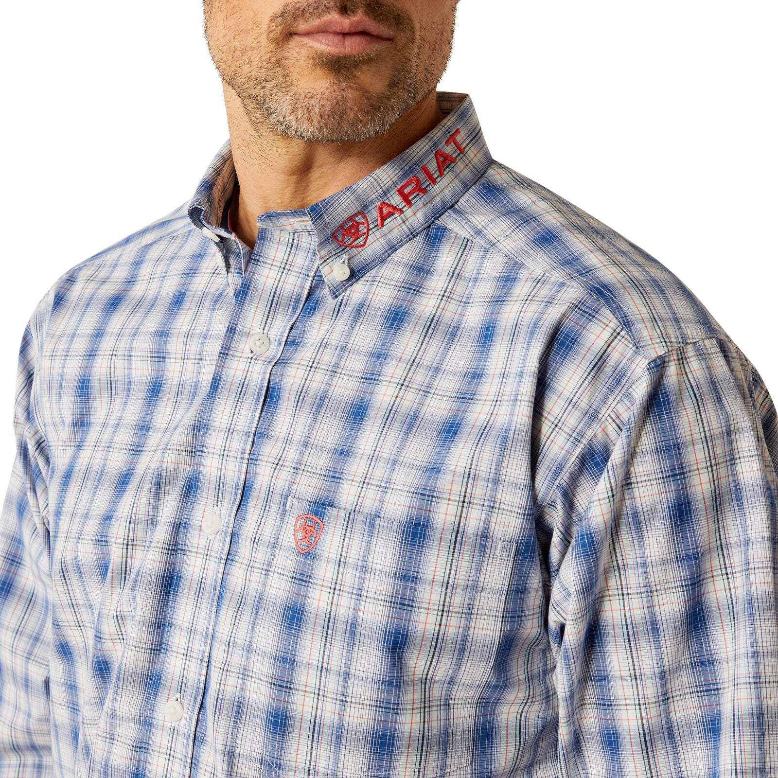 Ariat Mens Pro Series Ream Princeton Classic Fit L/S Shirt (10054734) Navy/Red - Image 4