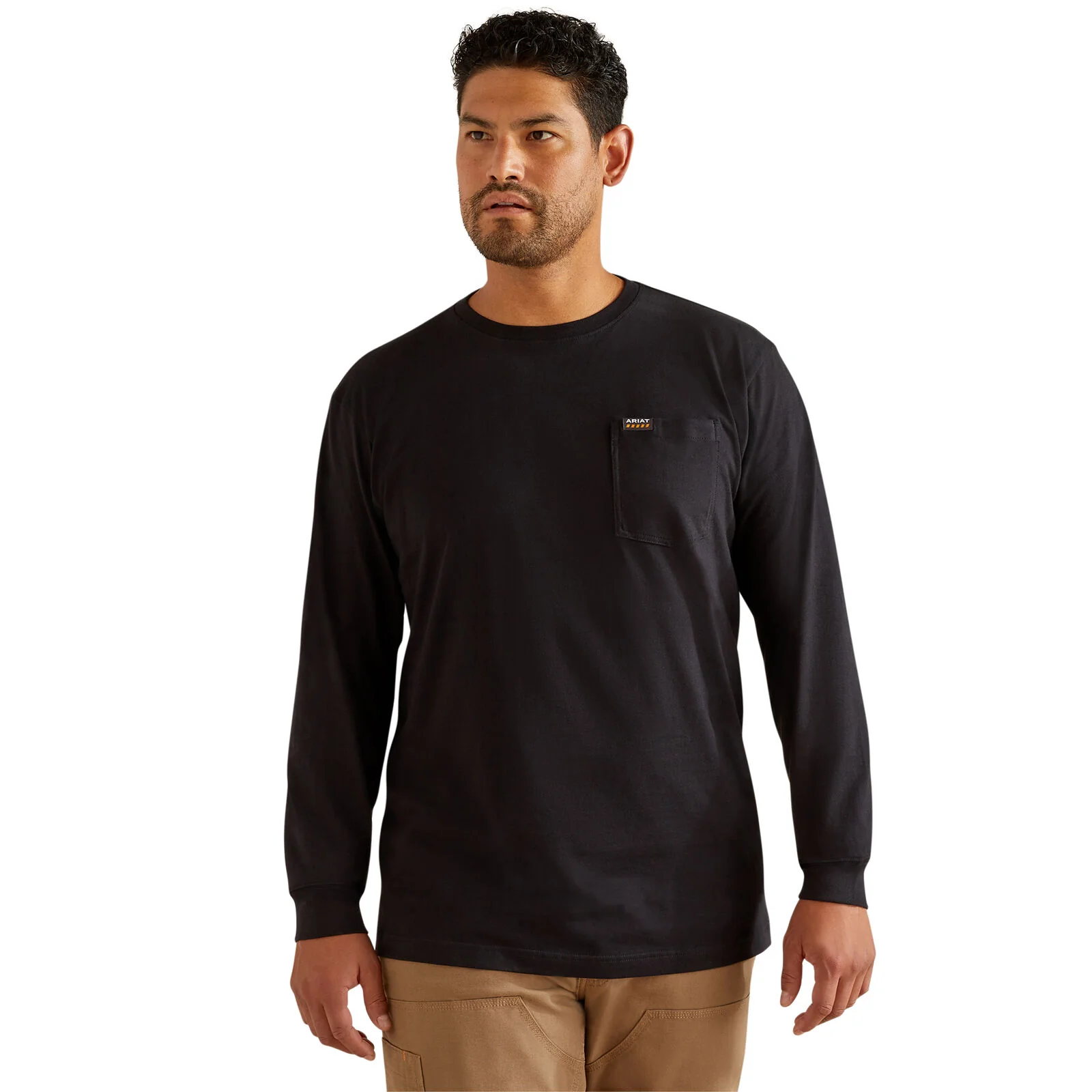 Ariat Mens Rebar Cotton Strong Hardhead L/S Tee (10062762) Black - Image 2