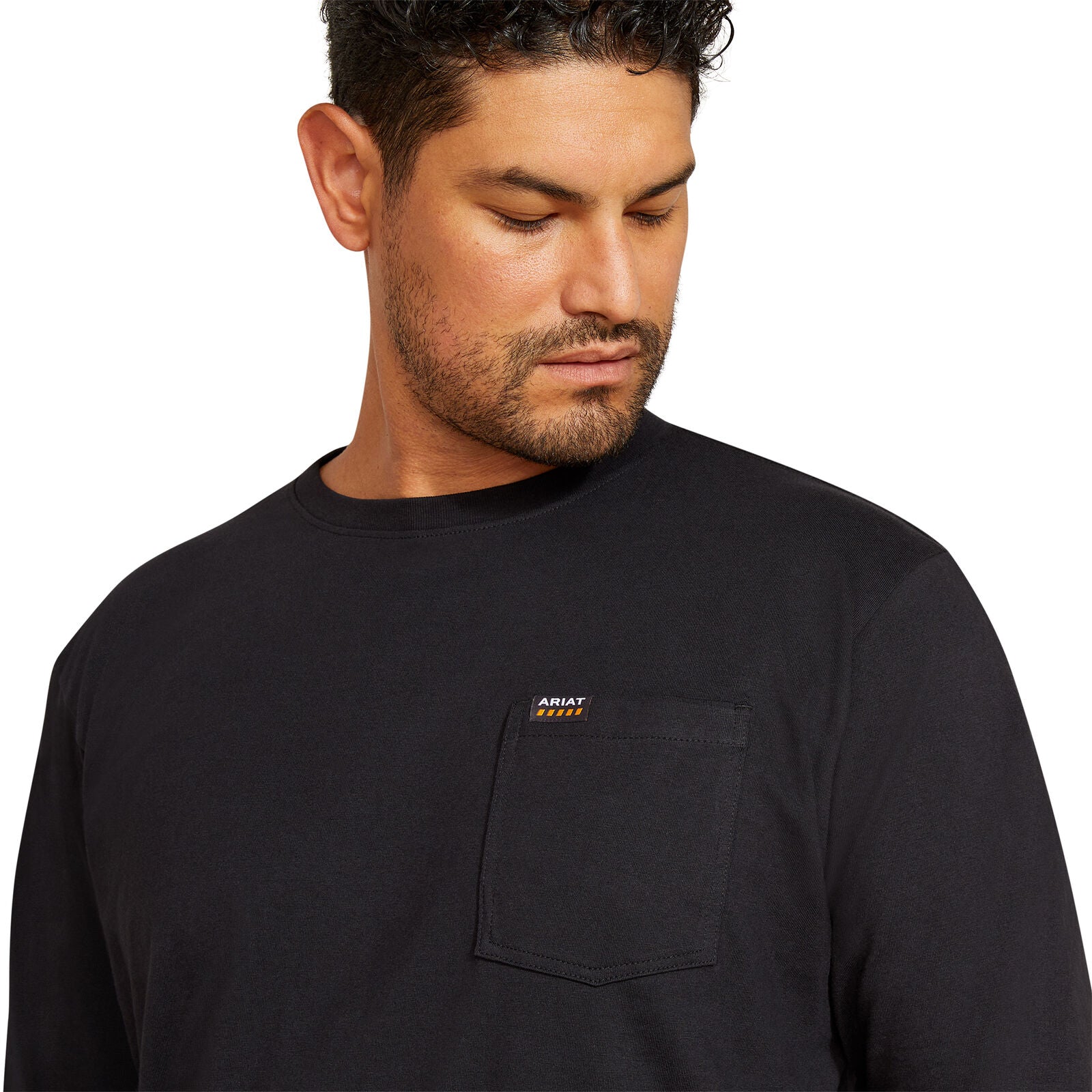 Ariat Mens Rebar Cotton Strong Hardhead L/S Tee (10062762) Black - Image 4