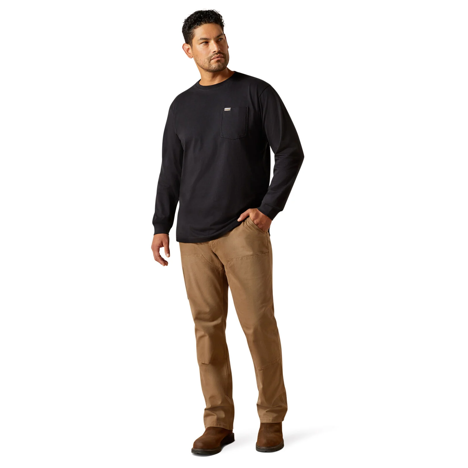 Ariat Mens Rebar Cotton Strong Hardhead L/S Tee (10062762) Black - Image 5