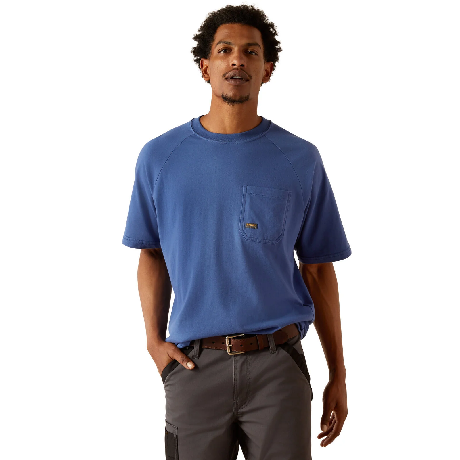 Ariat Mens Rebar Cotton Strong Logo S/S Tee (10054507) Strong Blue - Image 2