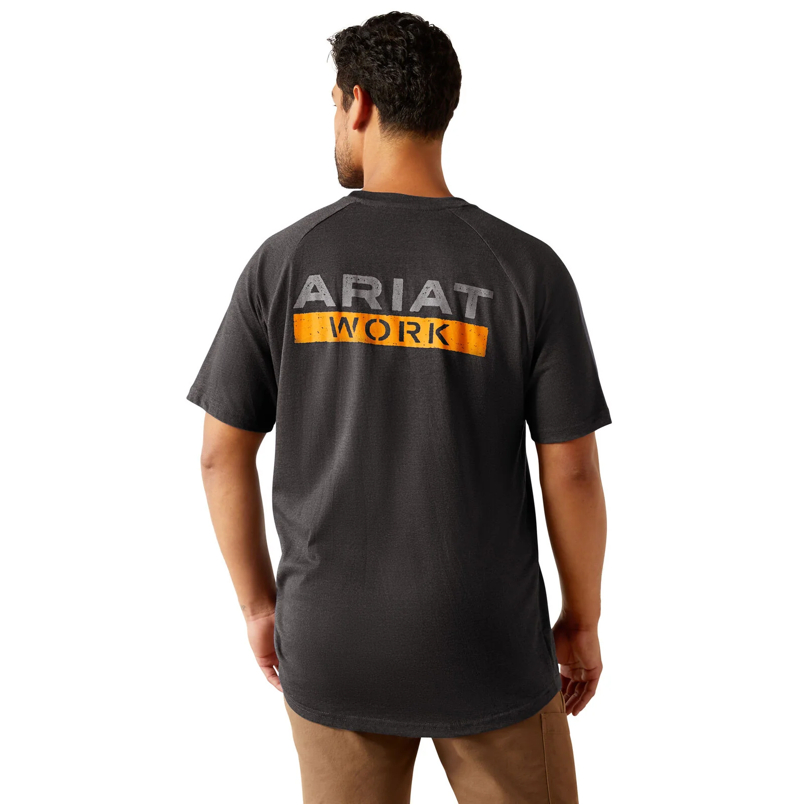 Ariat Mens Rebar Cotton Strong Logo S/S Tee (10054508) Charcoal Heather - Image 2