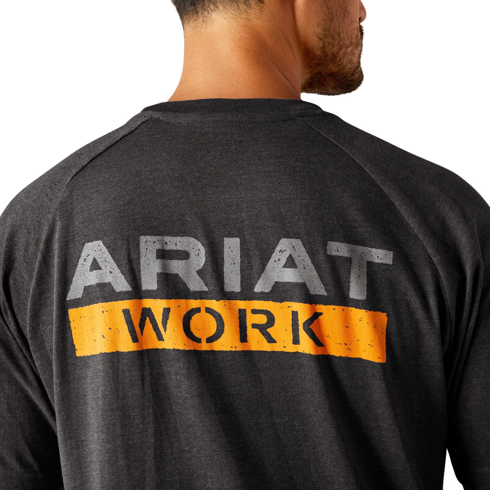 Ariat Mens Rebar Cotton Strong Logo S/S Tee (10054508) Charcoal Heather - Image 3