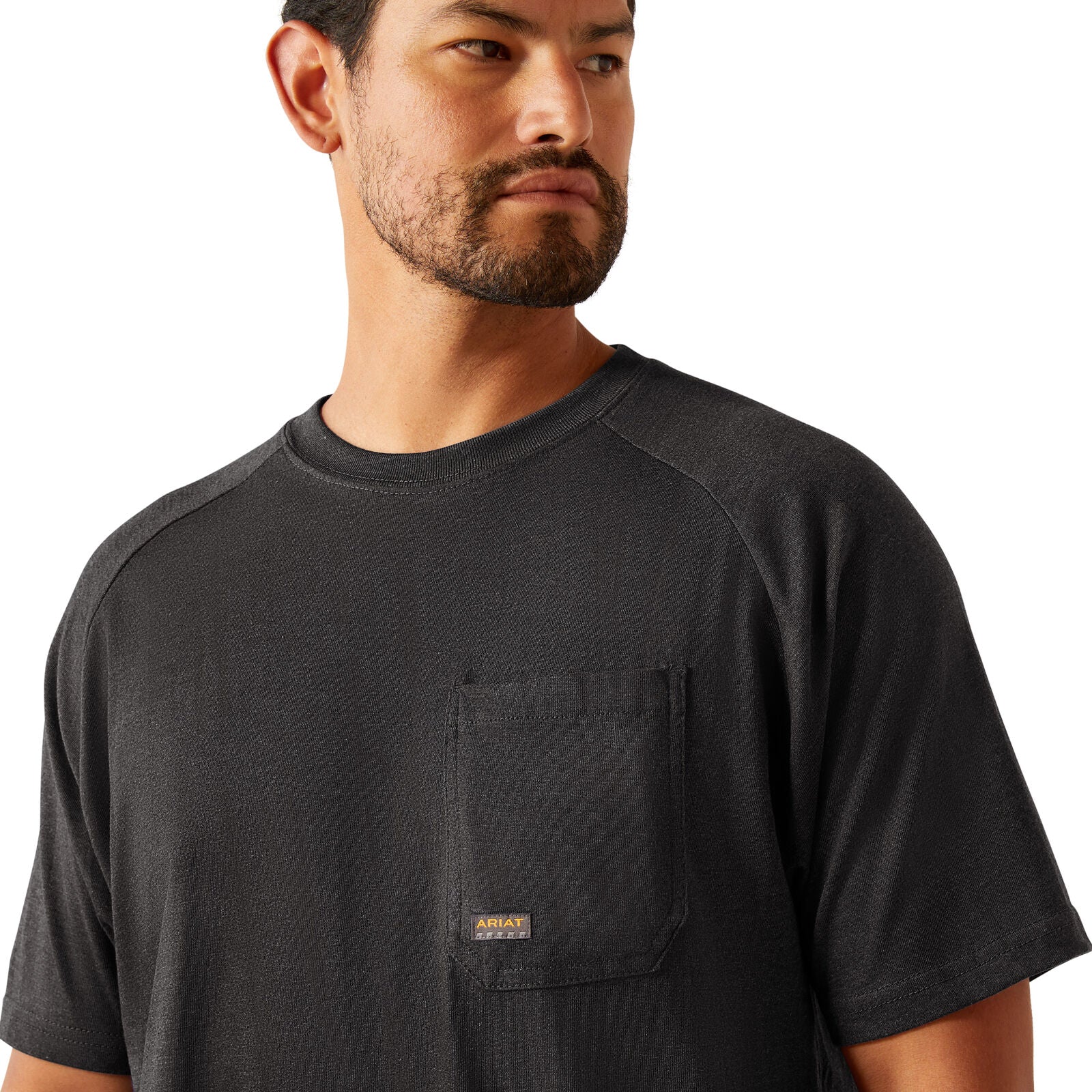 Ariat Mens Rebar Cotton Strong Logo S/S Tee (10054508) Charcoal Heather - Image 4