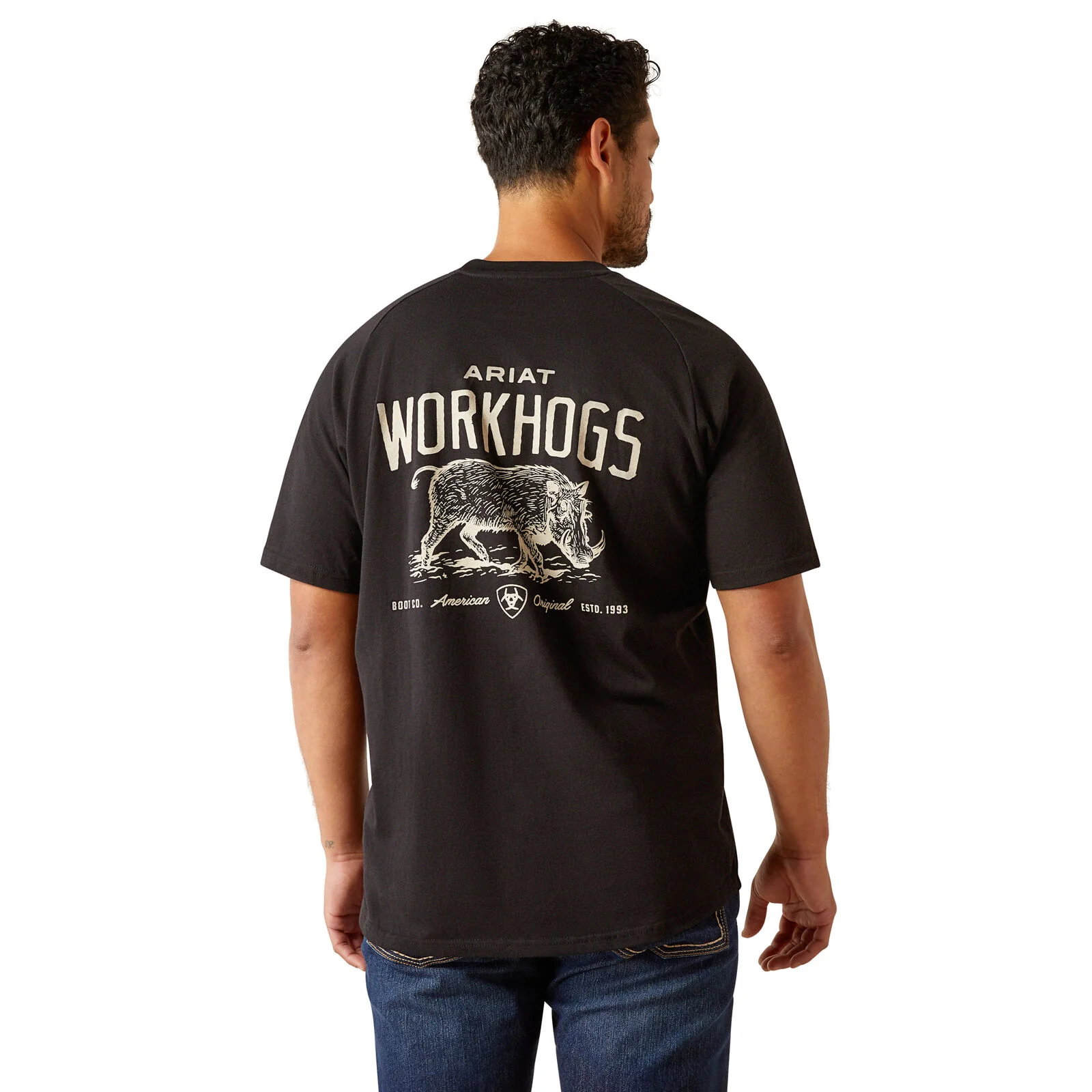 Ariat Mens Rebar Cotton Strong Workhog S/S Tee (10054446) Black - Image 2