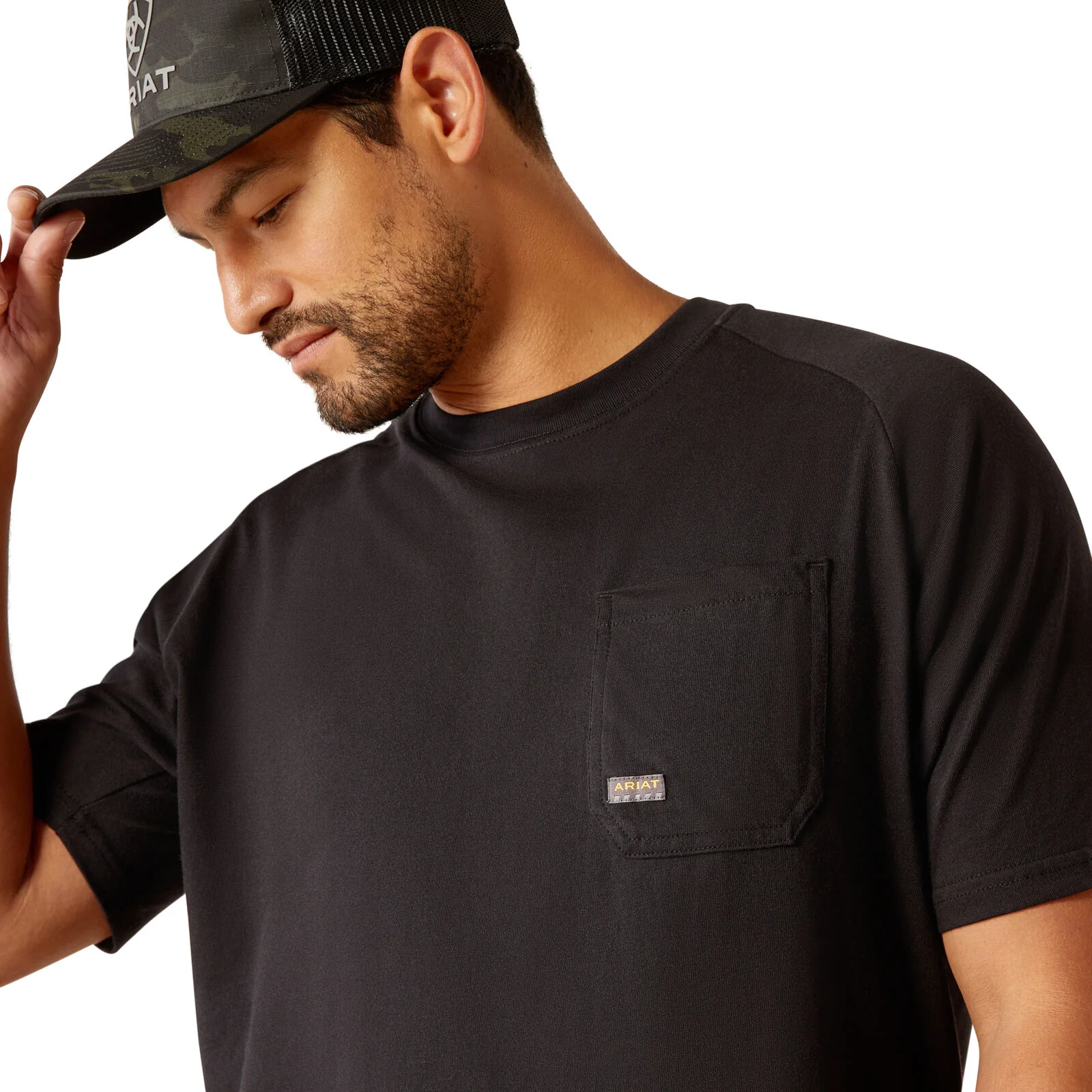 Ariat Mens Rebar Cotton Strong Workhog S/S Tee (10054446) Black - Image 4