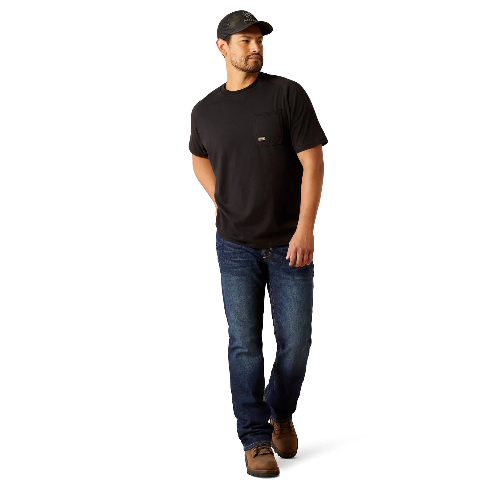 Ariat Mens Rebar Cotton Strong Workhog S/S Tee (10054446) Black - Image 5