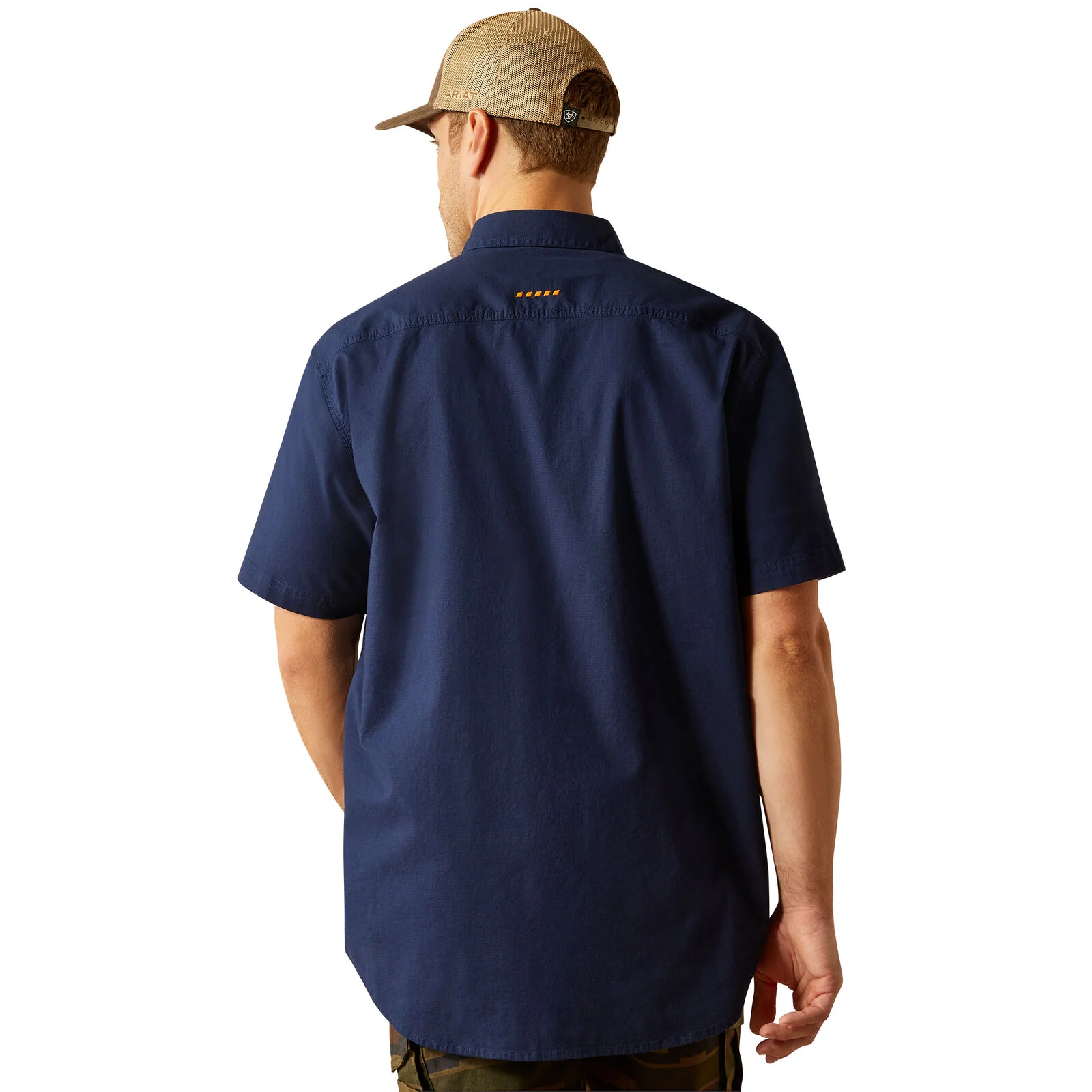 Ariat Mens Rebar Made Tough Durastretch S/S Work Shirt (10055263) Navy - Image 2