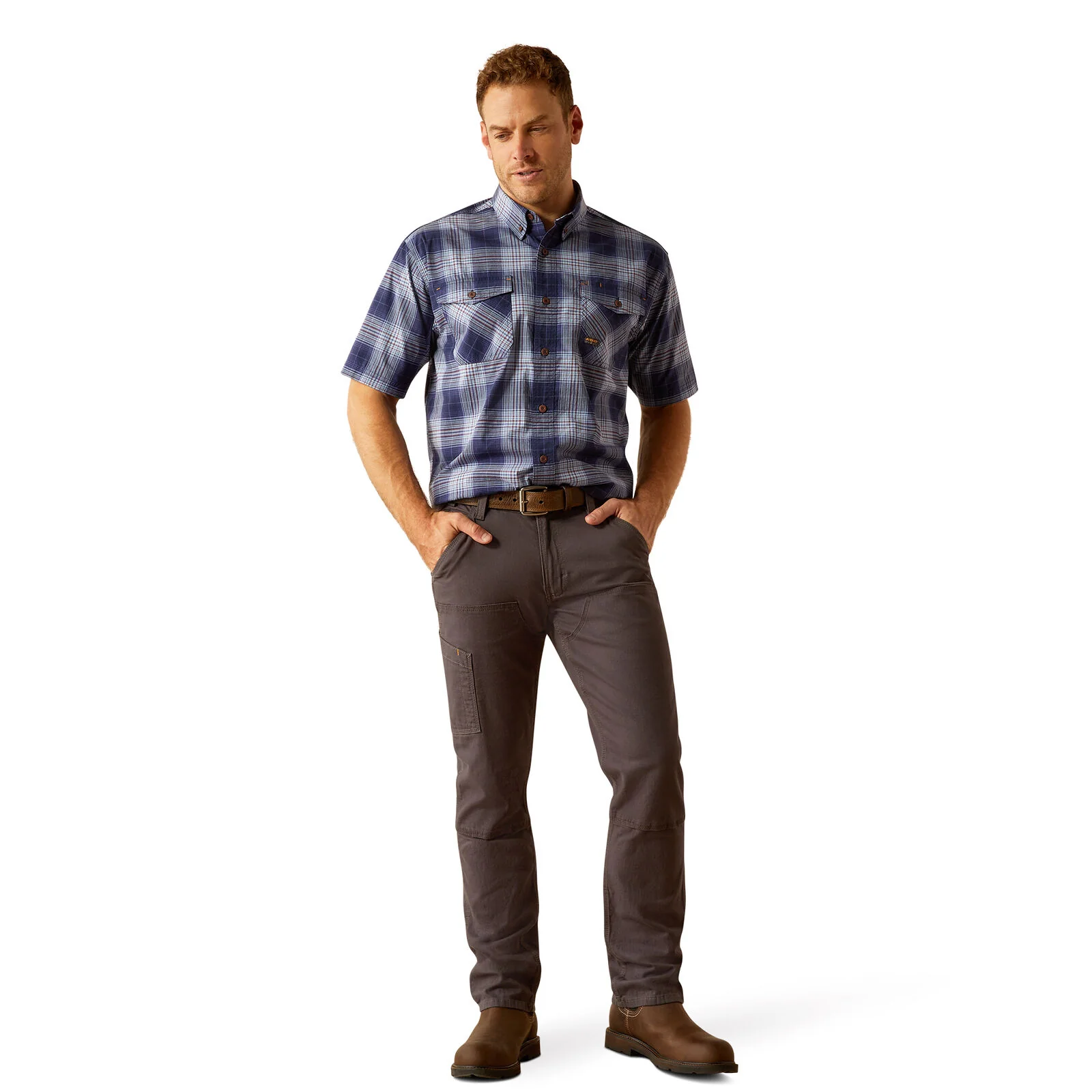 Ariat Mens Rebar Made Tough Durastretch S/S Work Shirt (10055264) Placid Blue - Image 5