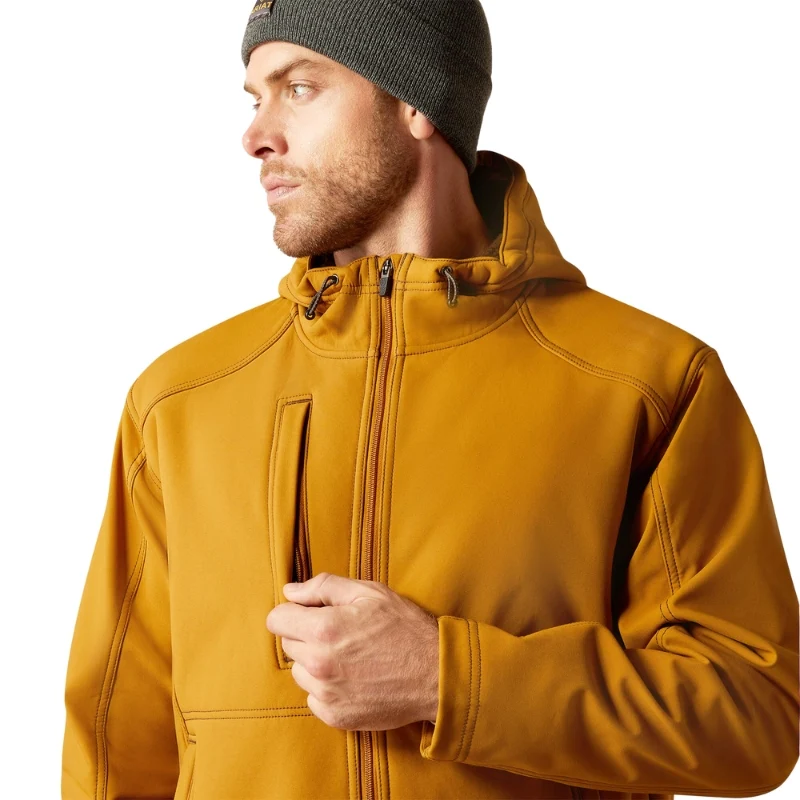 Ariat Mens Rebar Sherpa Stretch Canvas Softshell Jacket (10052430) Golden Brown - Image 4