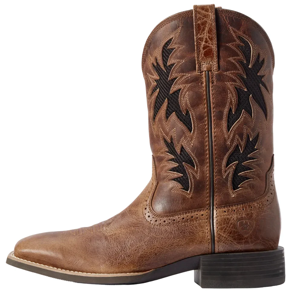 Ariat Mens Sport Cool VentTEK Western Boots (10031446) Dark Tan/Two Tone Tan - Image 3