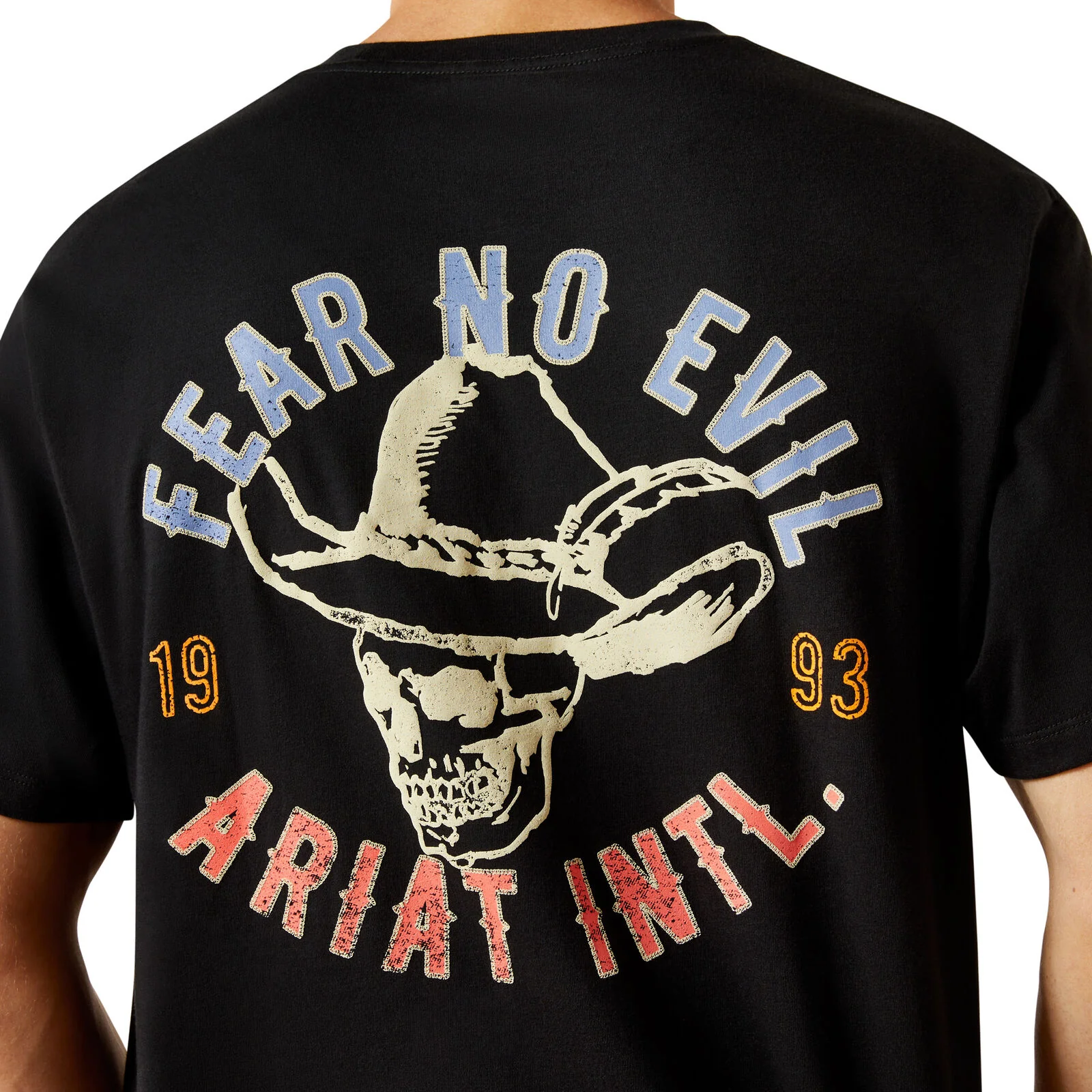 Ariat Mens Stitched Skull S/S Tee (10062423) Black - Image 2