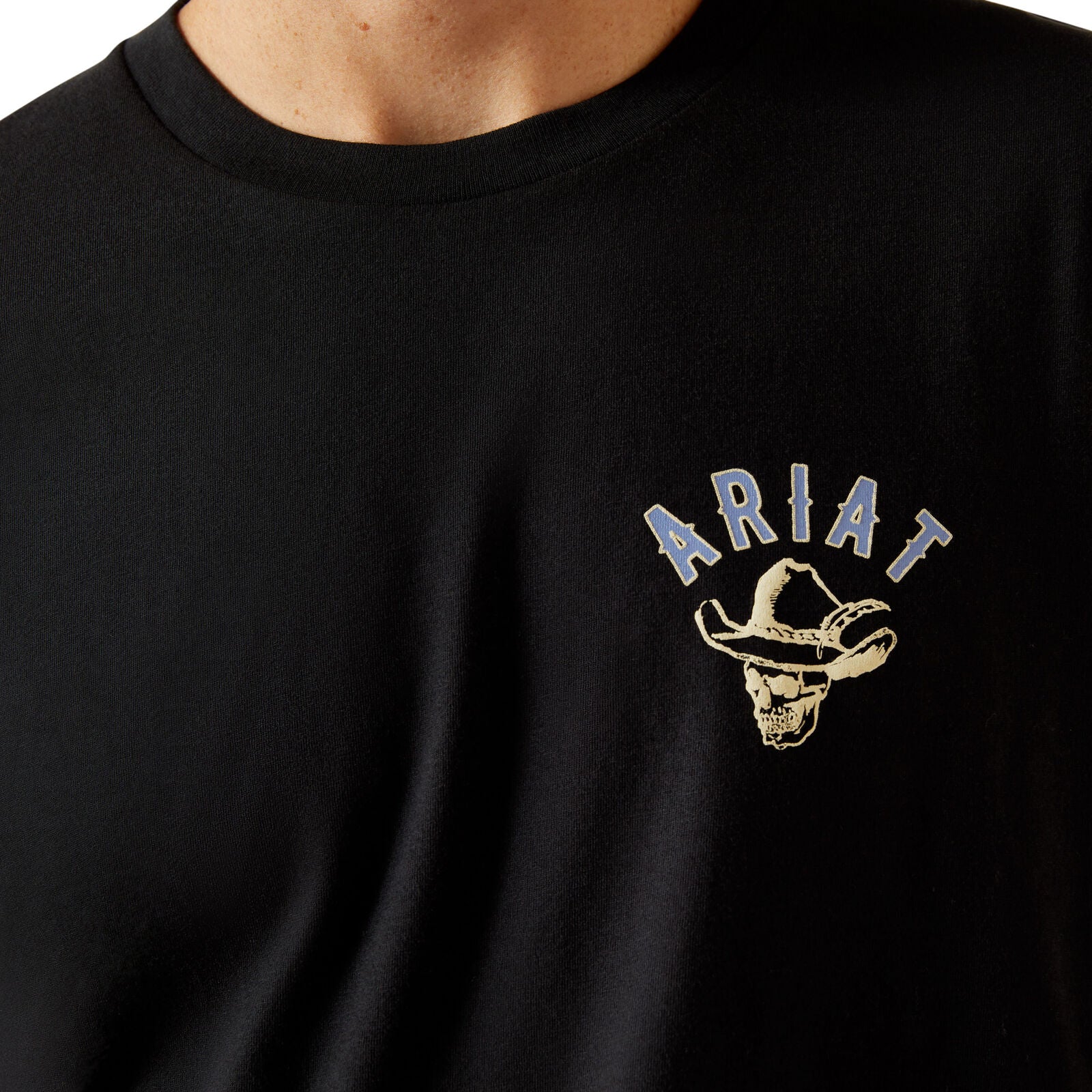 Ariat Mens Stitched Skull S/S Tee (10062423) Black - Image 3