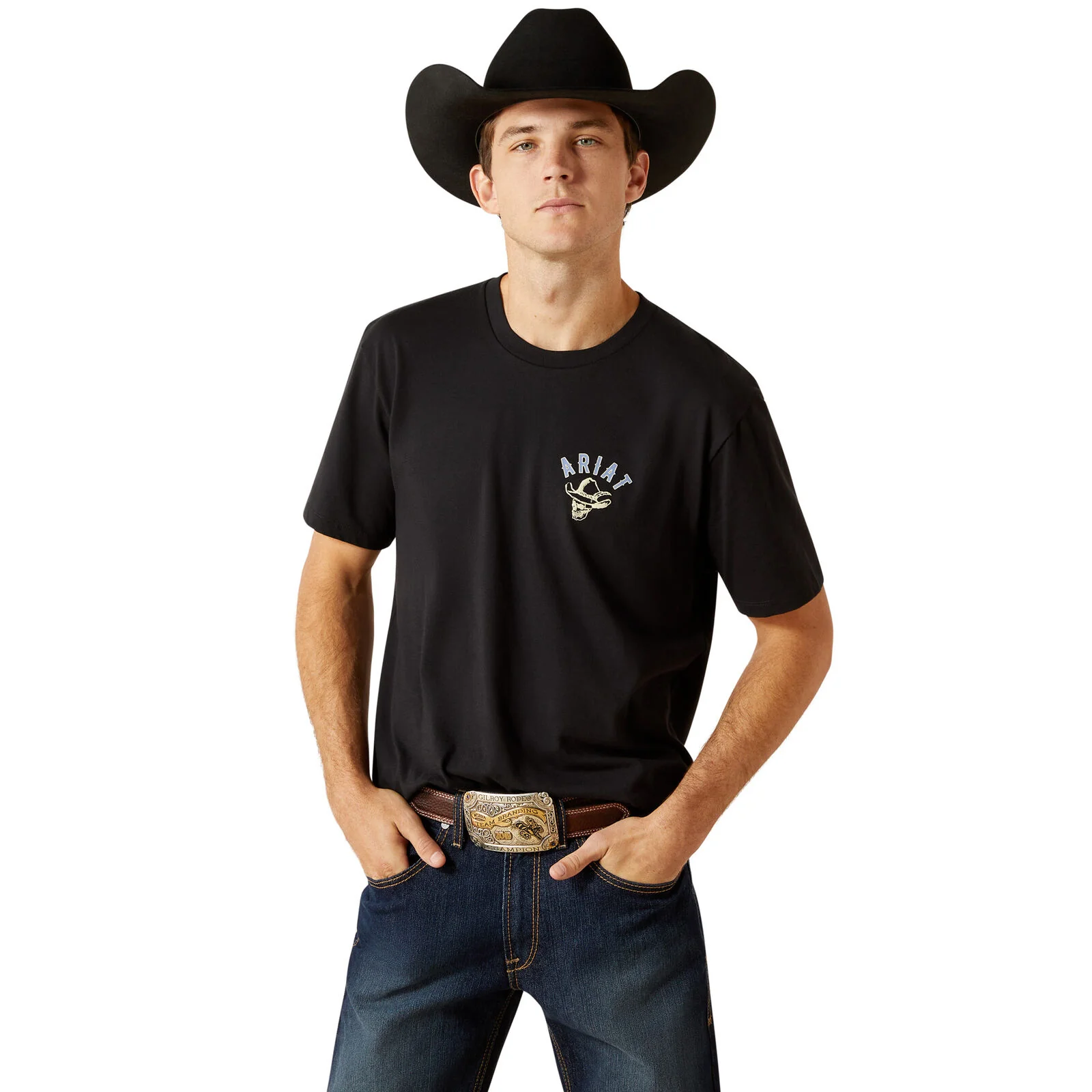 Ariat Mens Stitched Skull S/S Tee (10062423) Black - Image 4