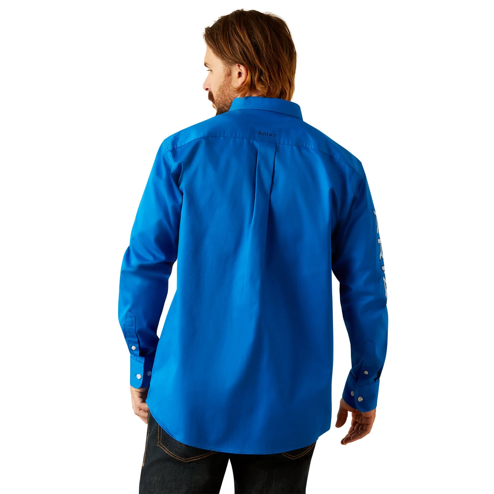 Ariat Mens Team Logo Twill Classic Fit L/S Shirt (10055237) Blue/Light Blue - Image 2