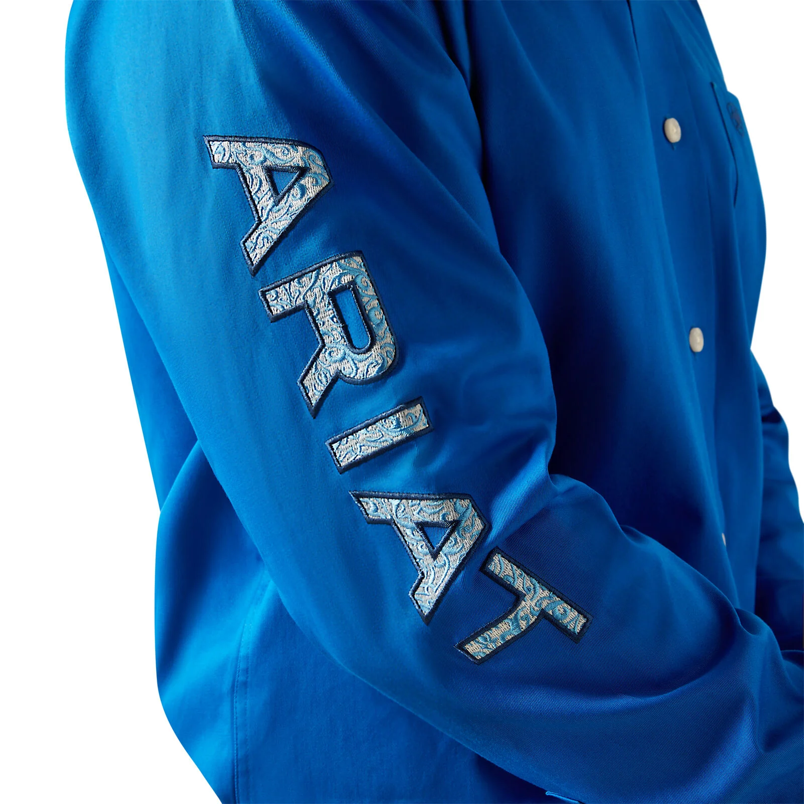 Ariat Mens Team Logo Twill Classic Fit L/S Shirt (10055237) Blue/Light Blue - Image 4
