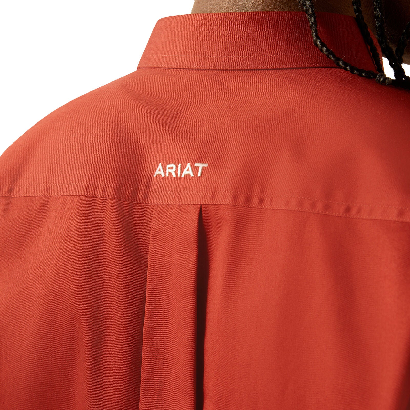 Ariat Mens Team Logo Twill Classic Fit L/S Shirt (10055288) Dark Red/Khaki - Image 3