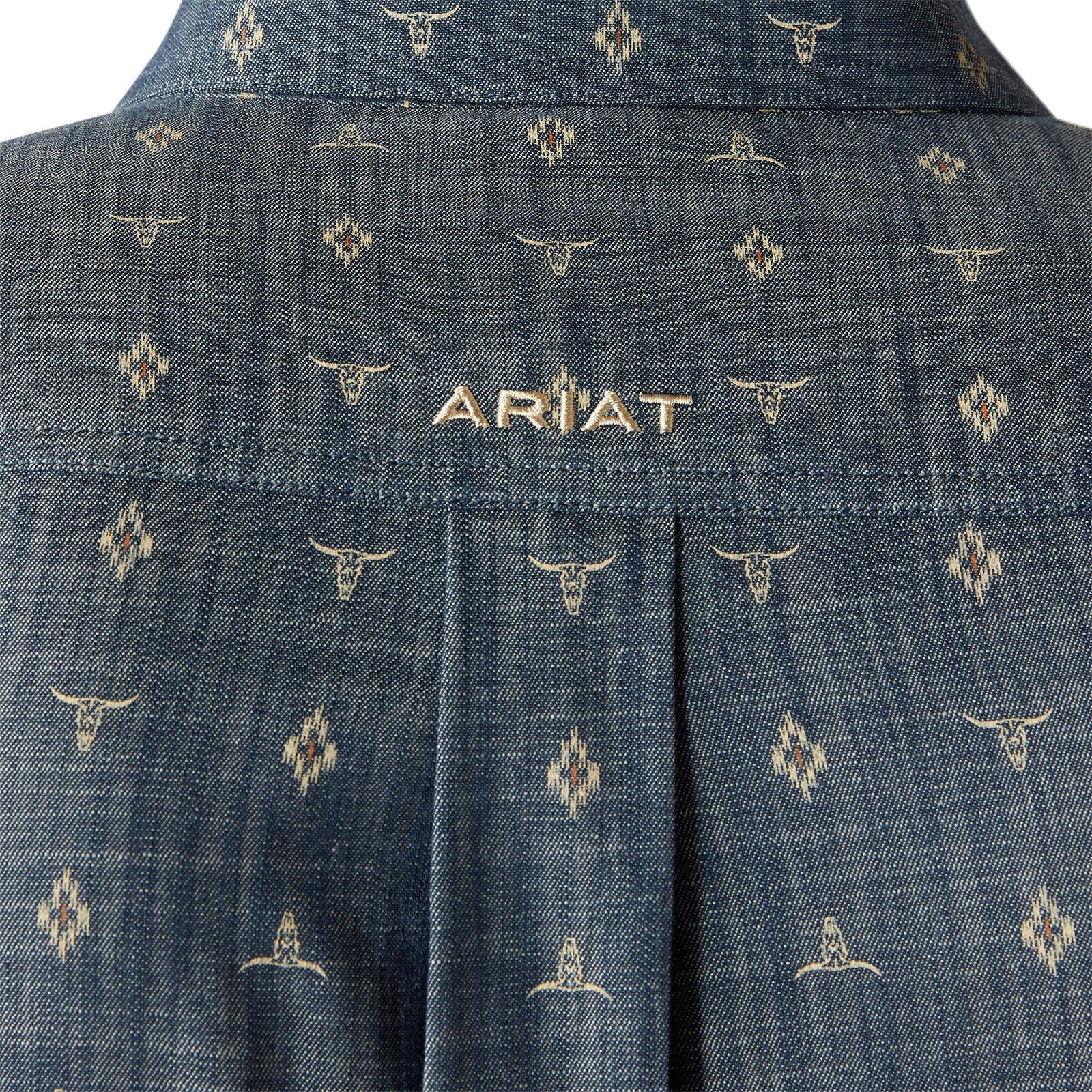 Ariat Mens Team Philibert Classic Fit L/S Shirt (10054732) Chambray Blue/Khaki - Image 3