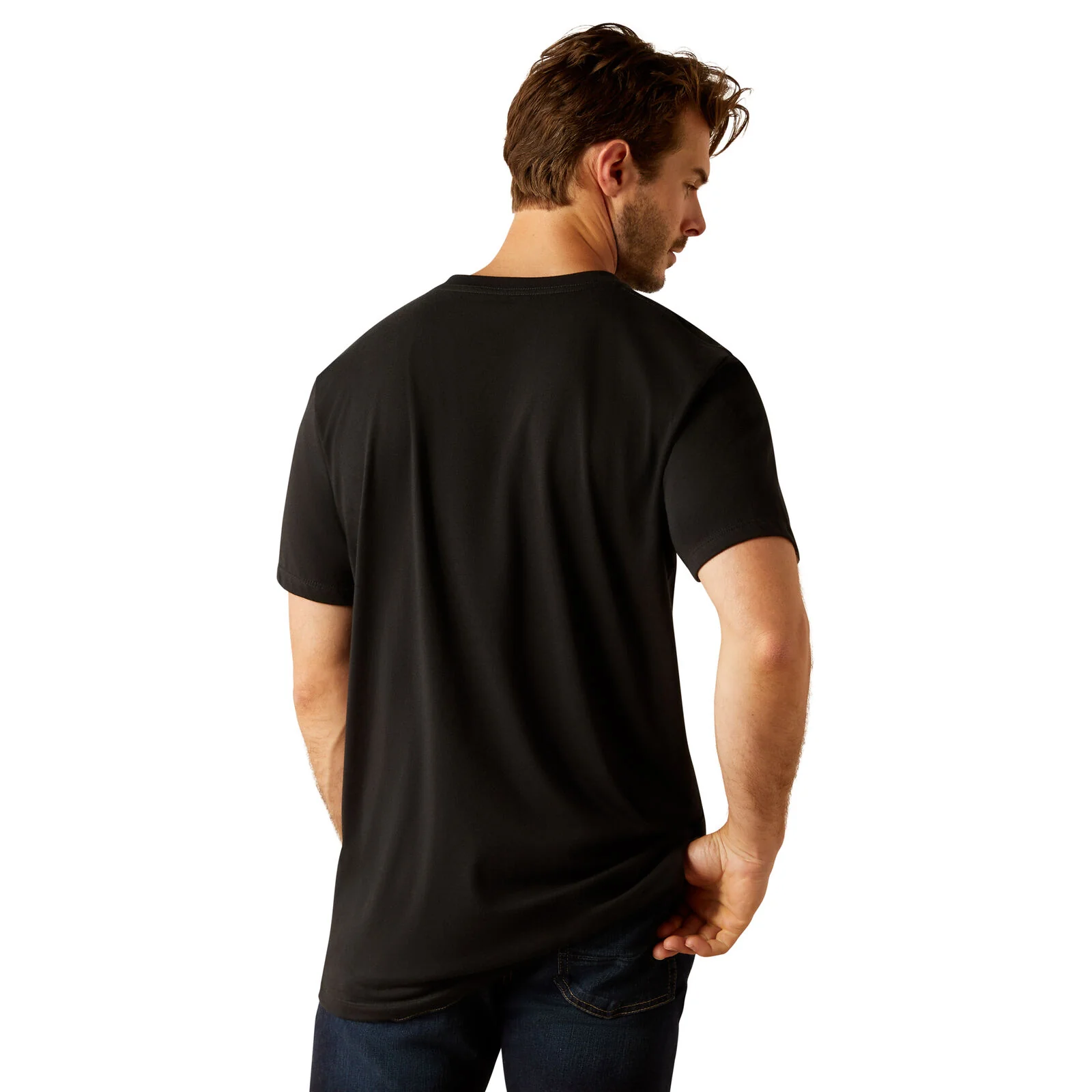 Ariat Mens Vertical Logo S/S Tee (10055149) Black/Ebony Black - Image 2