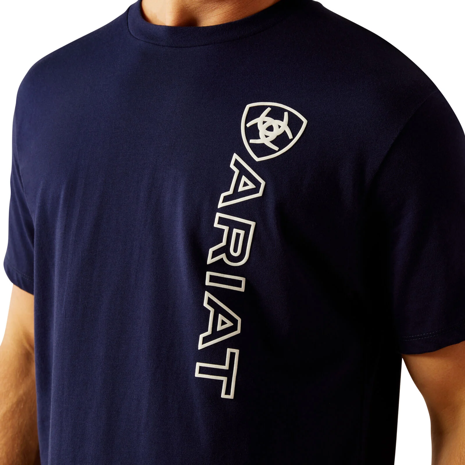 Ariat Mens Vertical Logo S/S Tee (10055150) Classic Blue/White - Image 3