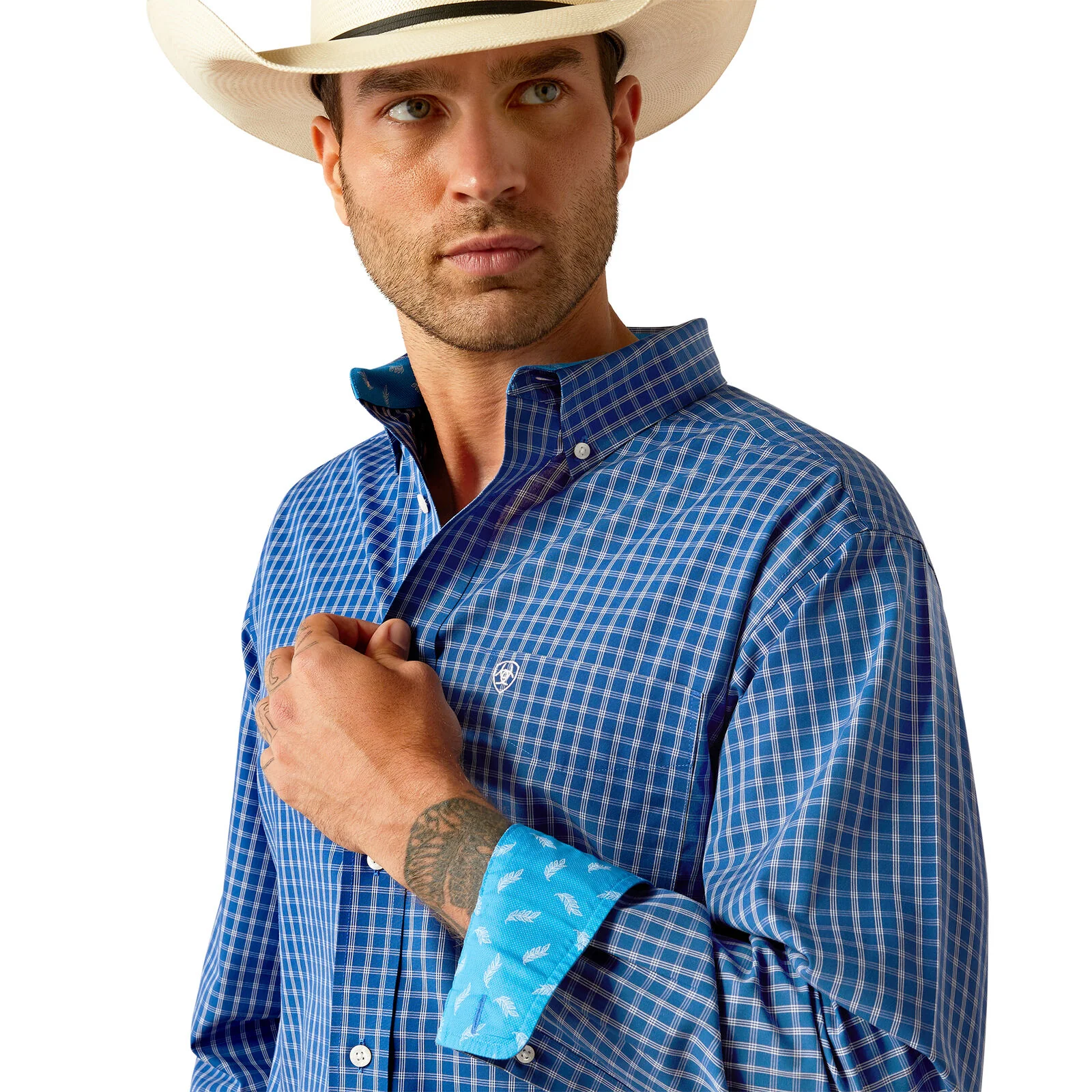 Ariat Mens Wrinkle Free Blair Classic Fit L/S Shirt (10054724) Navy - Image 3