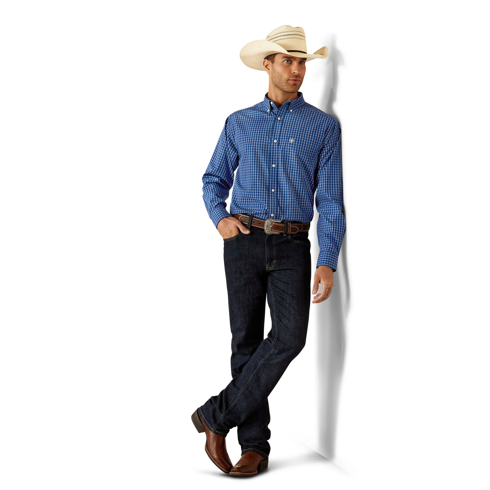 Ariat Mens Wrinkle Free Blair Classic Fit L/S Shirt (10054724) Navy - Image 4