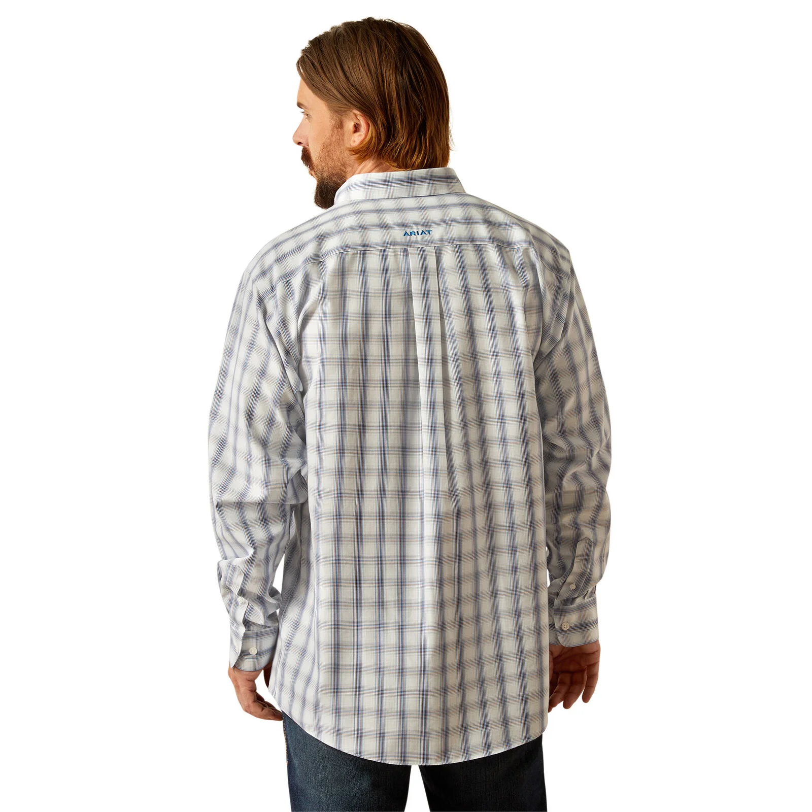 Ariat Mens Wrinkle Free Briar Classic Fit L/S Shirt (10054723) White - Image 2