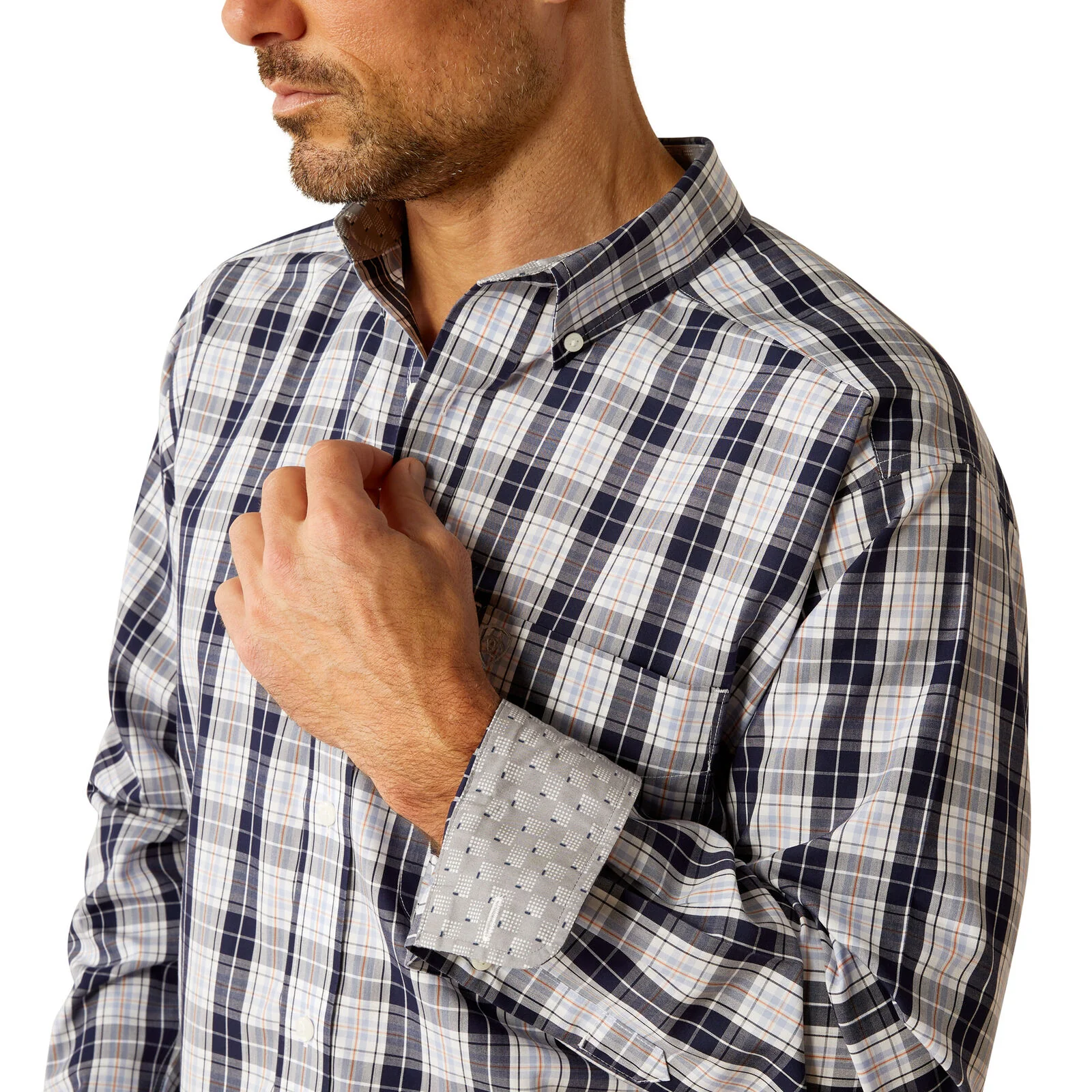 Ariat Mens Wrinkle Free Ocean Classic Fit L/S Shirt (10054827) Dark Blue - Image 4