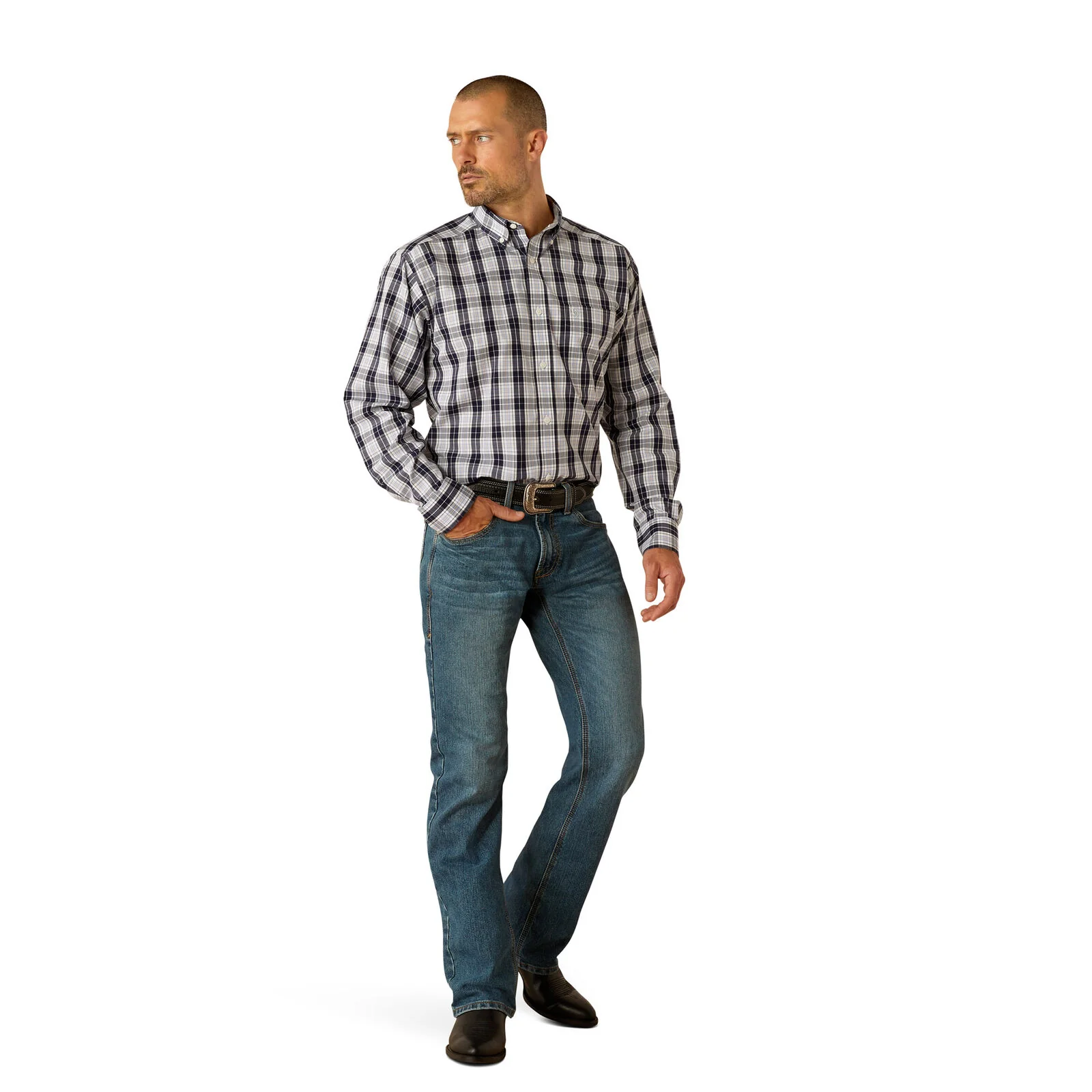 Ariat Mens Wrinkle Free Ocean Classic Fit L/S Shirt (10054827) Dark Blue - Image 5