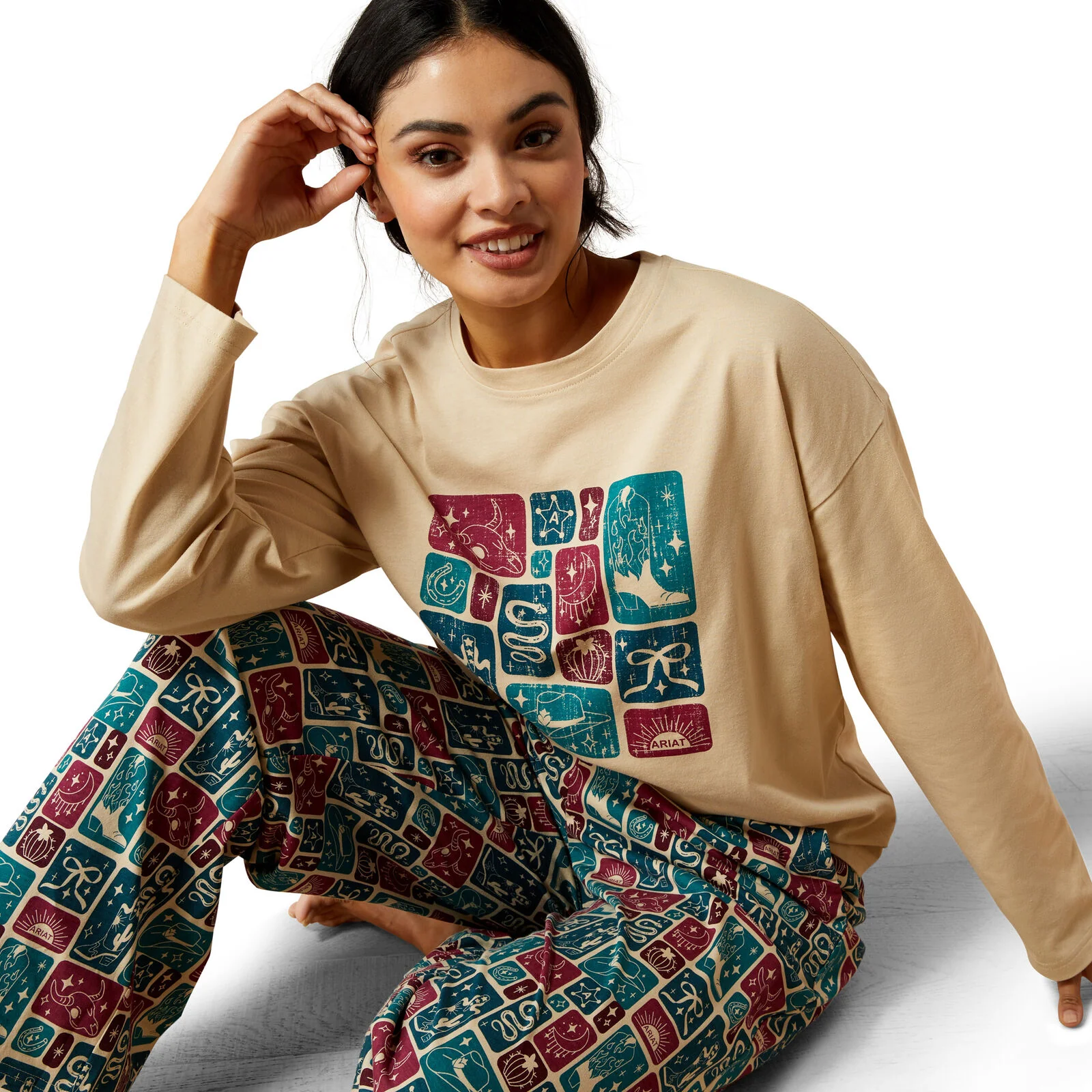Ariat Womens Dreams Pyjama Set (10065825) Western Blocks - Image 5