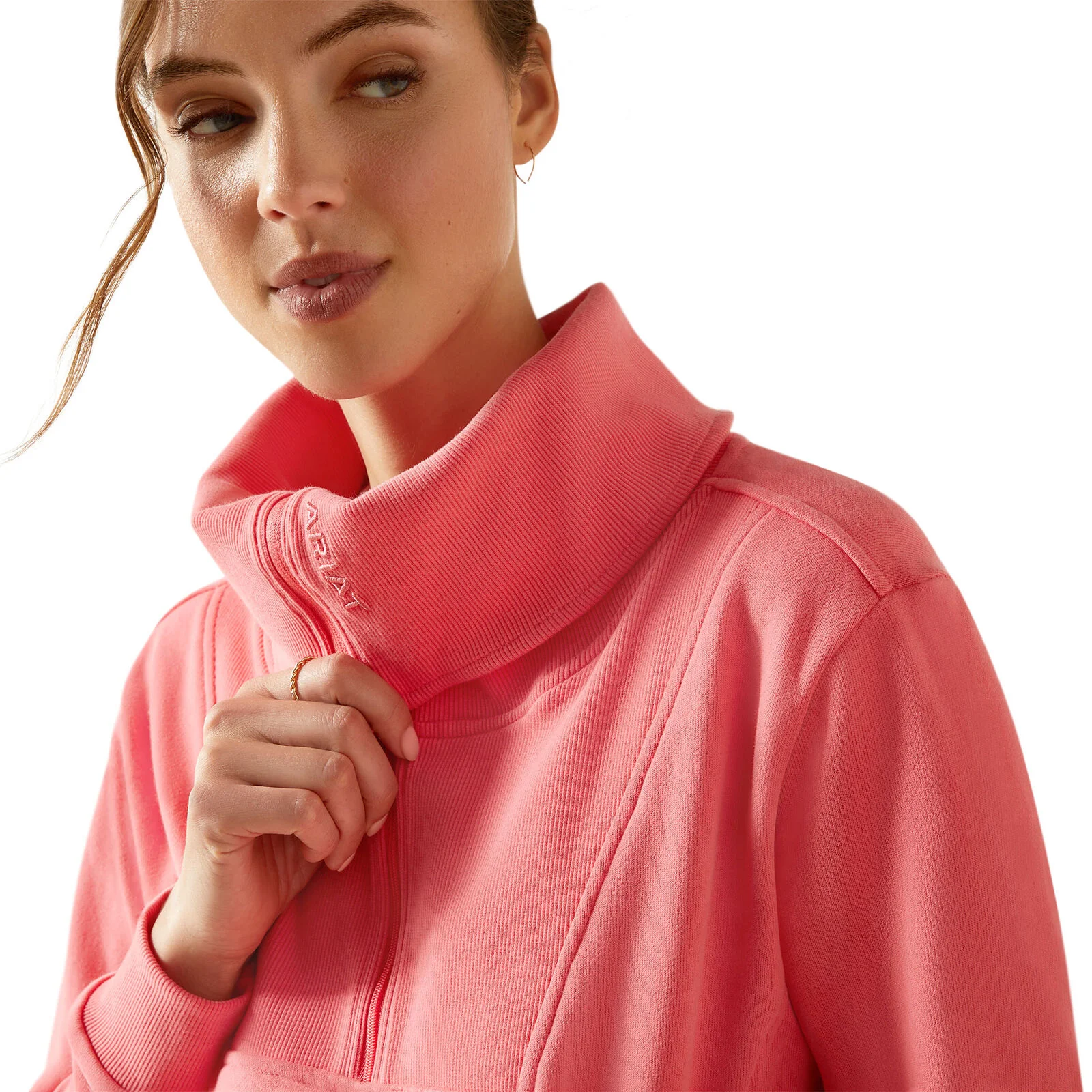 Ariat Womens Fern 1/2 Zip Sweatshirt (10055038) Coral Paradise - Image 4