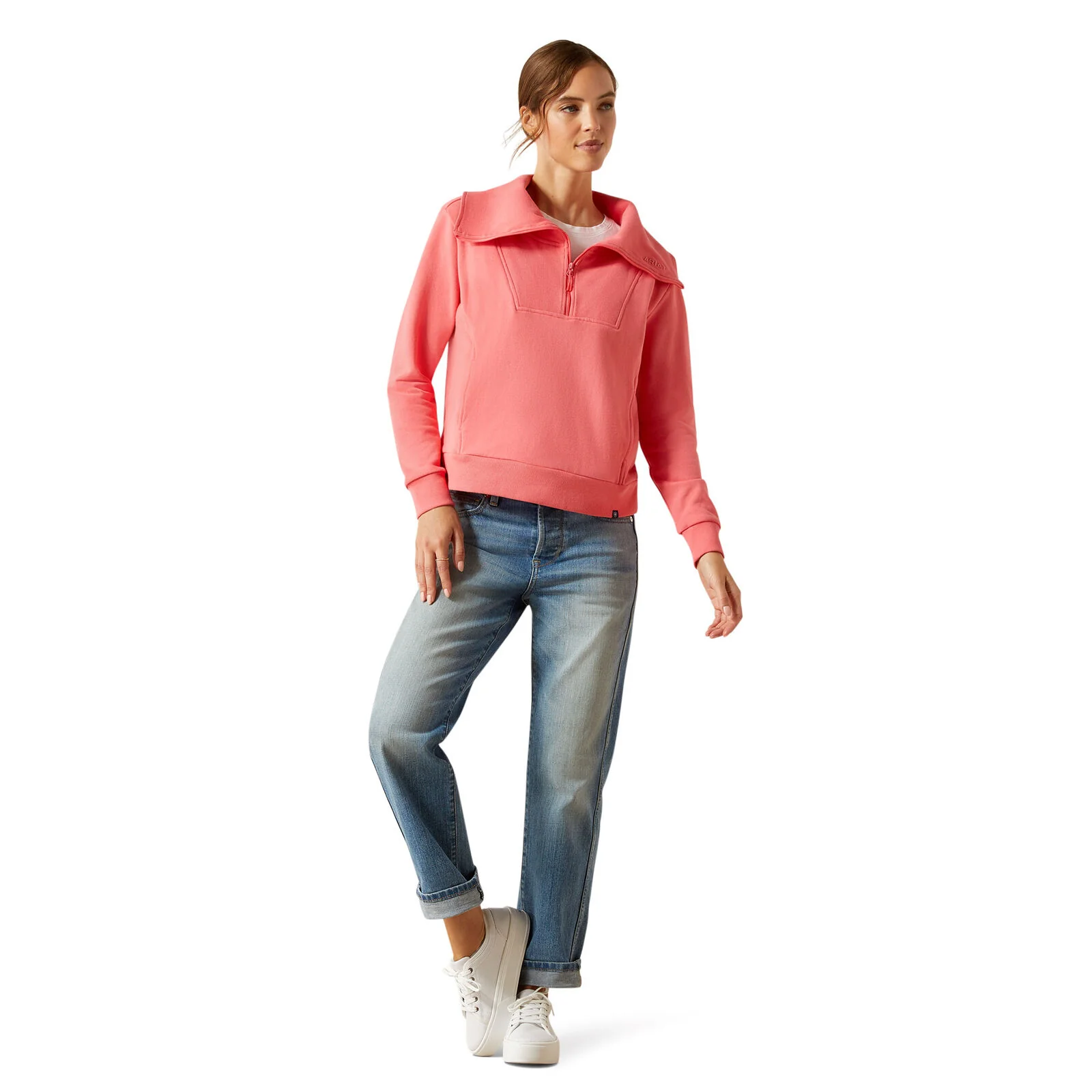 Ariat Womens Fern 1/2 Zip Sweatshirt (10055038) Coral Paradise - Image 5
