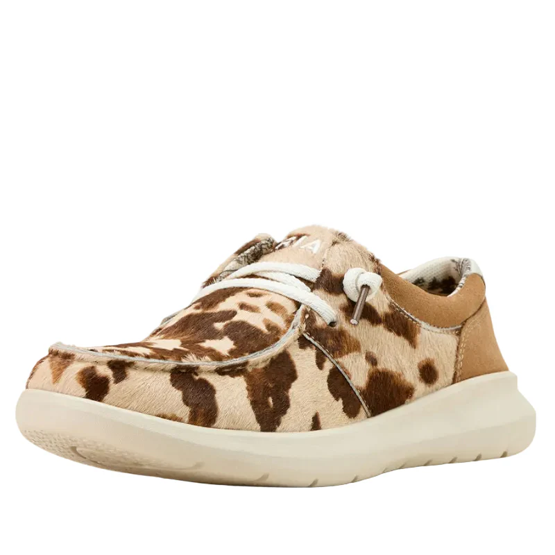 Ariat Womens Hilo Slip On Shoes (10061345) Tan/White Brindle Hair/Dark Tan Suede
