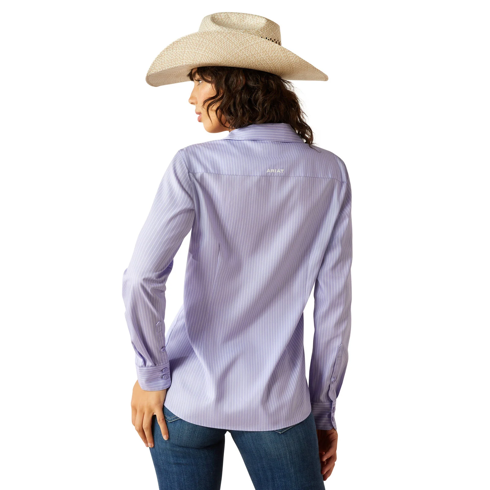 Ariat Womens Kirby Pro L/S Shirt (10054892) Lavender Stripe - Image 2